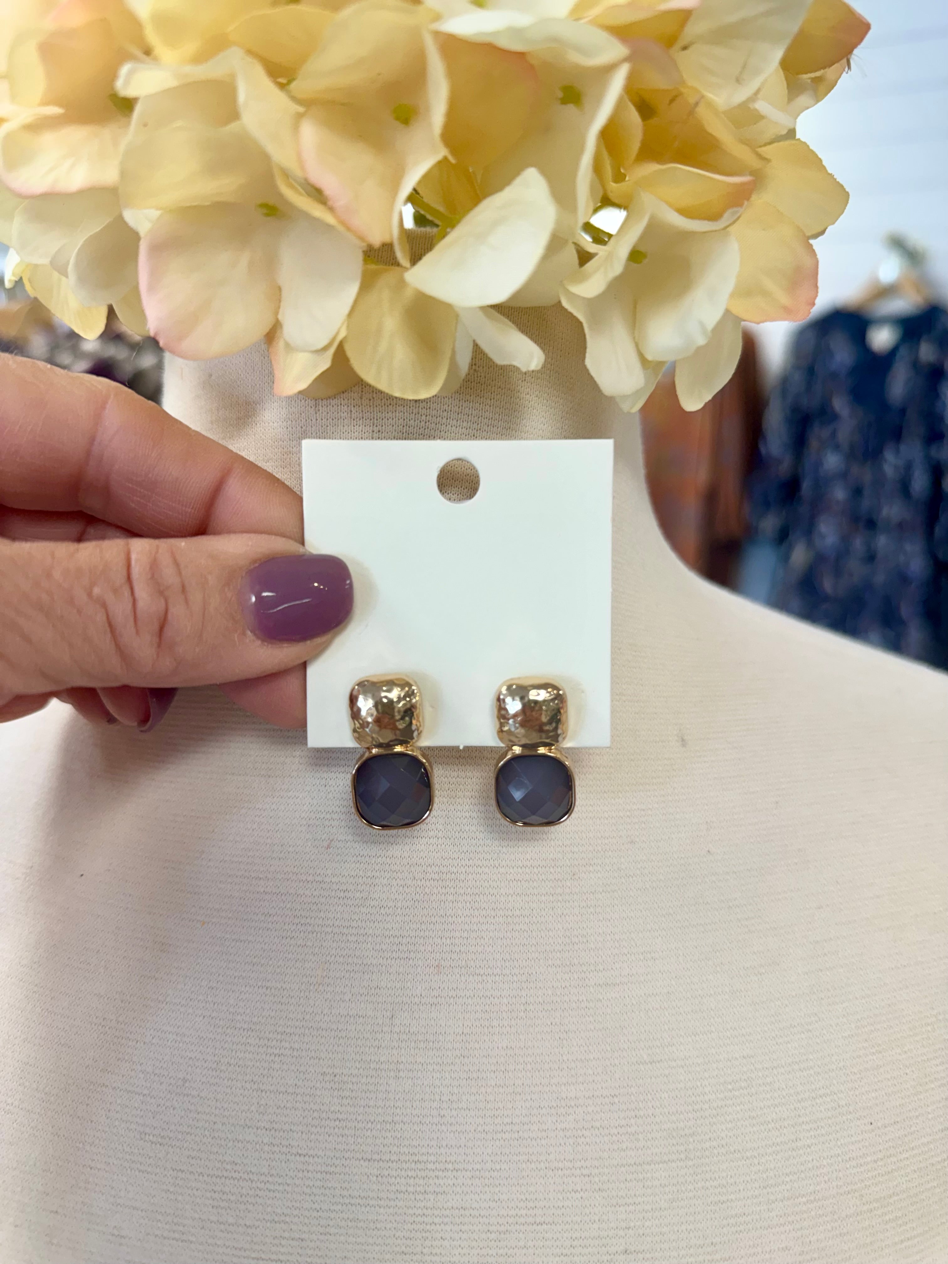 Square Faceted Post Earring-280 Accessories-Golden Stella-The Lovely Closet, Women's Fashion Boutique in Alexandria, KY