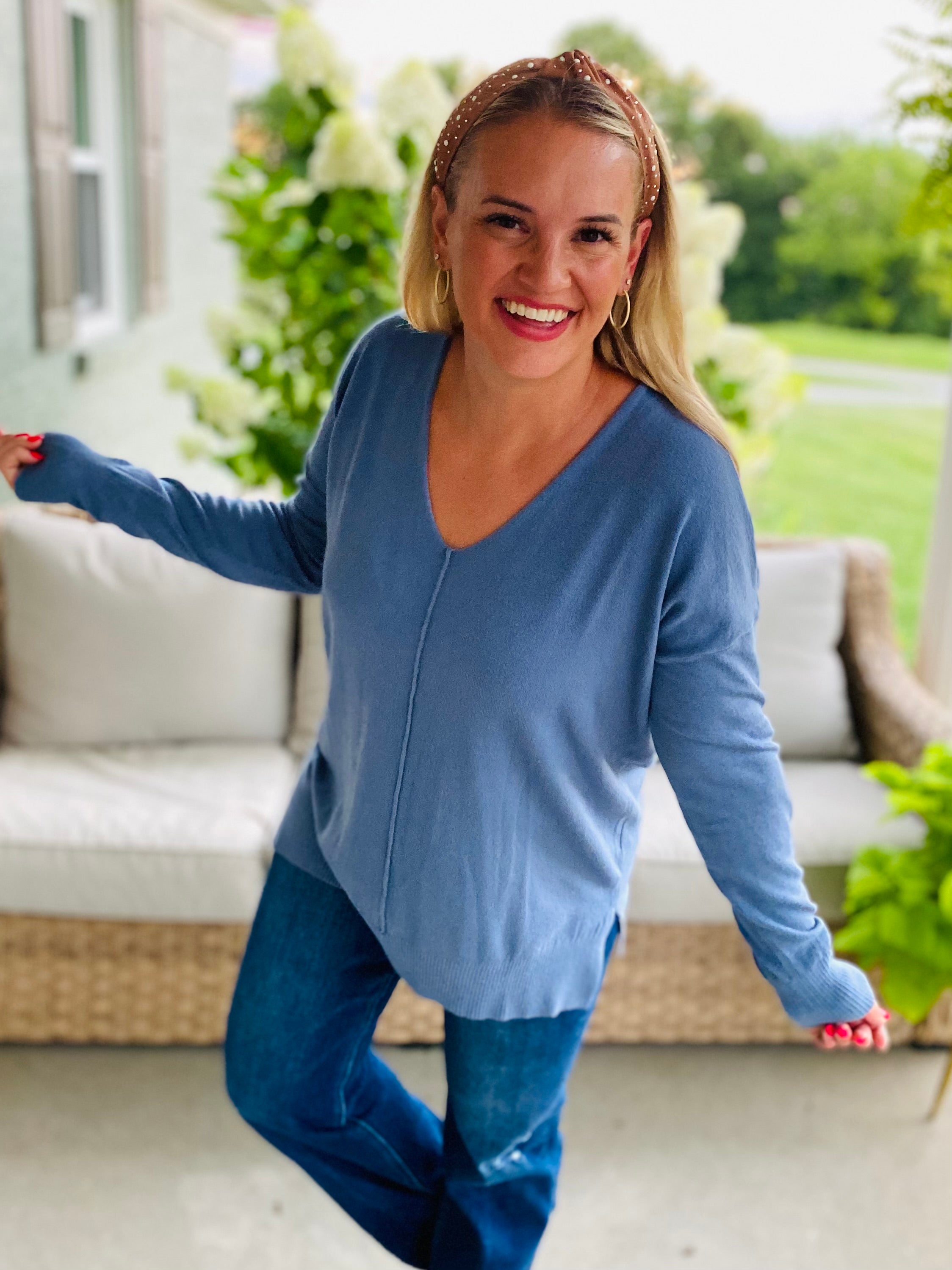 Dream Sweater - Dusty Blue-140 Sweaters-zenana-The Lovely Closet, Women's Fashion Boutique in Alexandria, KY