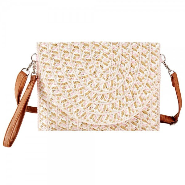 Woven Straw Clutch Cross Body Bag - Pink-290 Bag/Handbags-judson-The Lovely Closet, Women's Fashion Boutique in Alexandria, KY