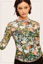 Sheer Long Sleeve Mesh Layering Top - Hazelnut-110 Long Sleeve Top-La Miel-The Lovely Closet, Women's Fashion Boutique in Alexandria, KY