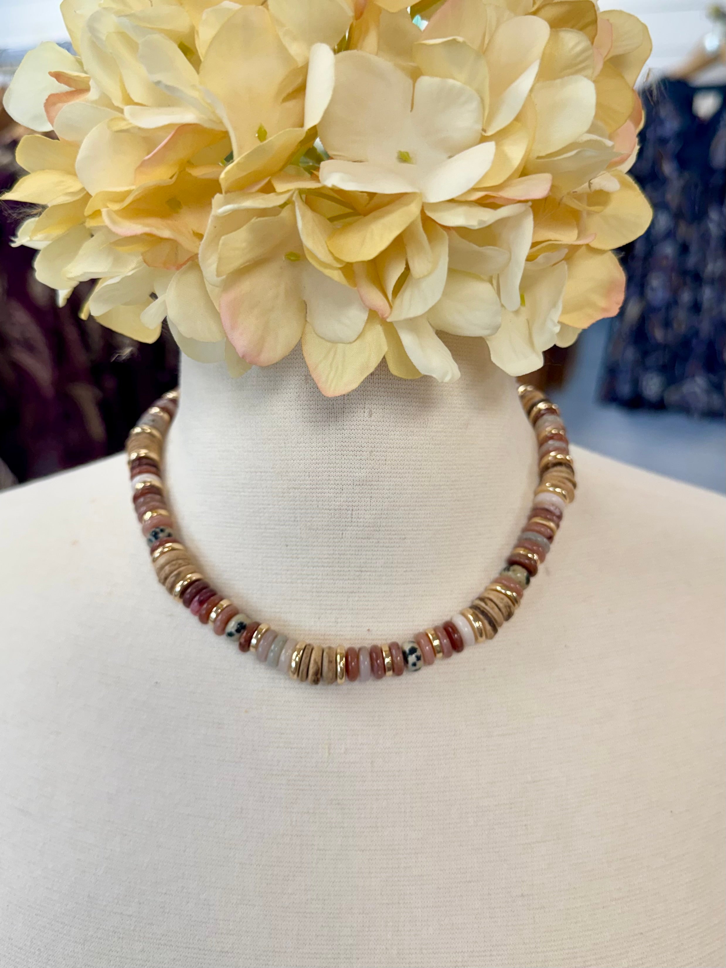Mulberry Fudge Candy Bead Necklace-280 Accessories-Golden Stella-The Lovely Closet, Women's Fashion Boutique in Alexandria, KY