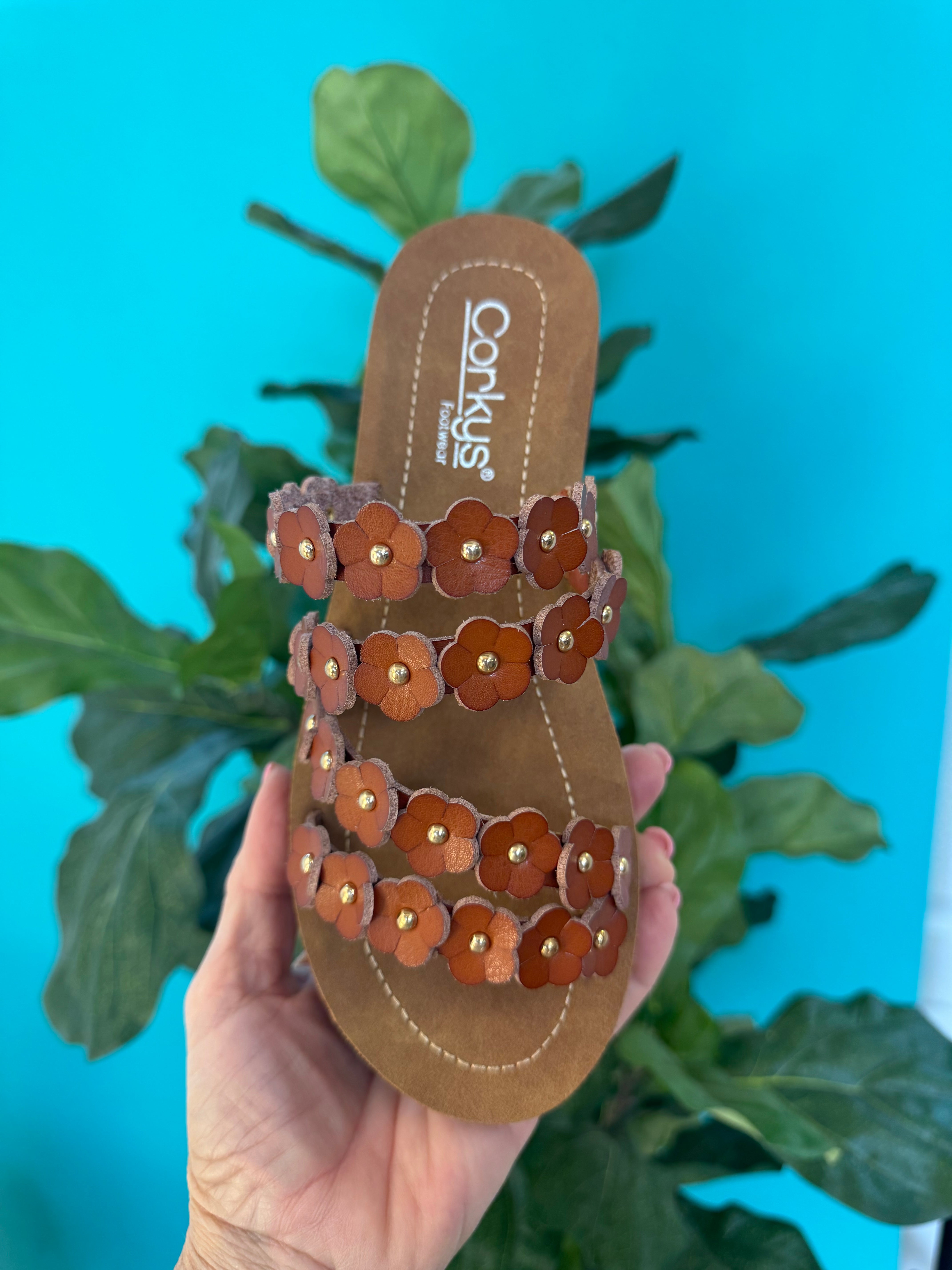 Corkys Garden Party Sandal - Cognac-270 Shoes-Corkys-The Lovely Closet, Women's Fashion Boutique in Alexandria, KY