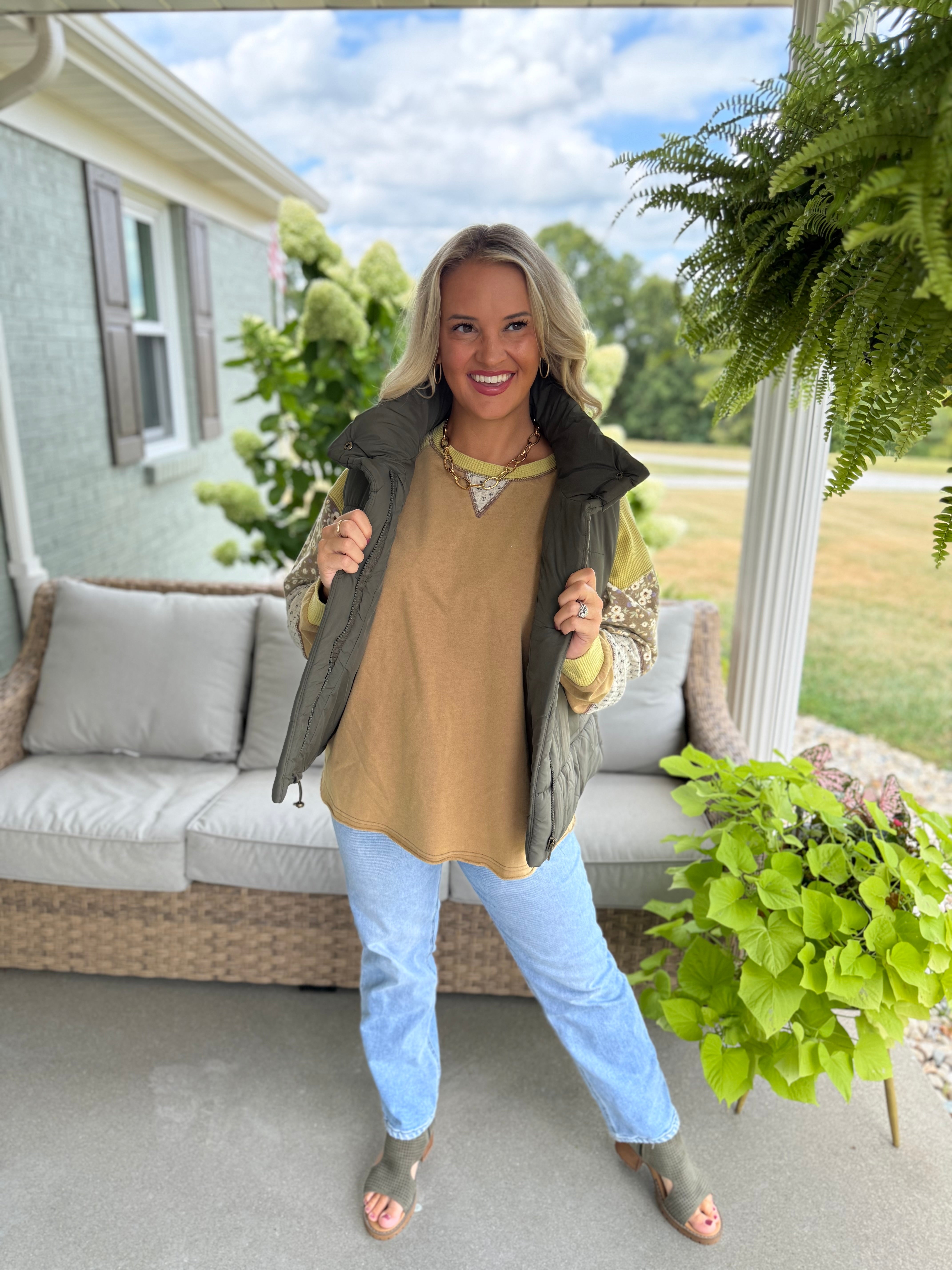 Harvest Wishes Pullover - Golden Olive-110 Long Sleeve Top-easel-The Lovely Closet, Women's Fashion Boutique in Alexandria, KY