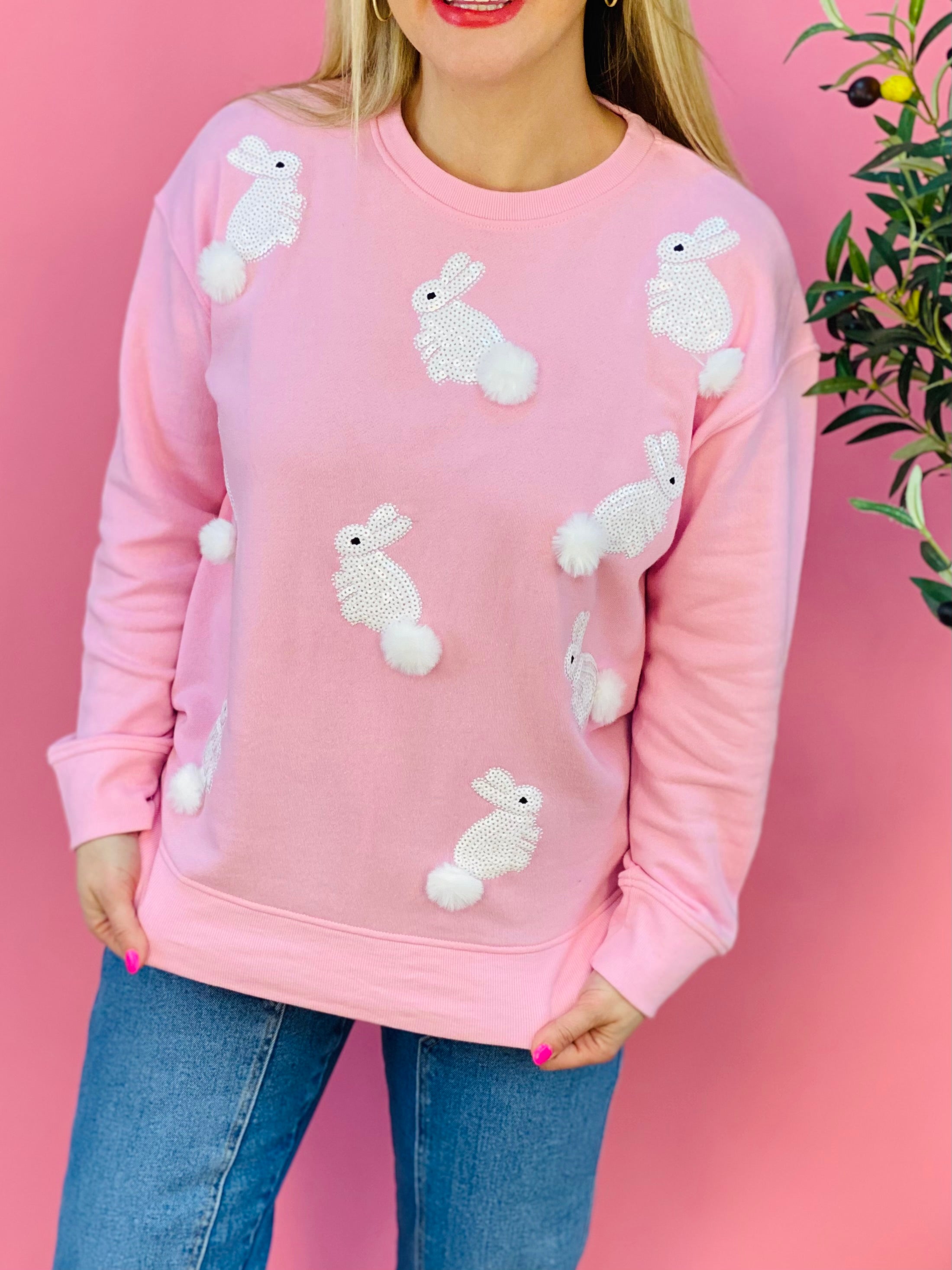 Hoppy Easter Sequin Bunny Pullover-110 Long Sleeve Top-Jane Marie-The Lovely Closet, Women's Fashion Boutique in Alexandria, KY