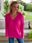 Dream Sweater - Hot Pink-140 Sweaters-zenana-The Lovely Closet, Women's Fashion Boutique in Alexandria, KY