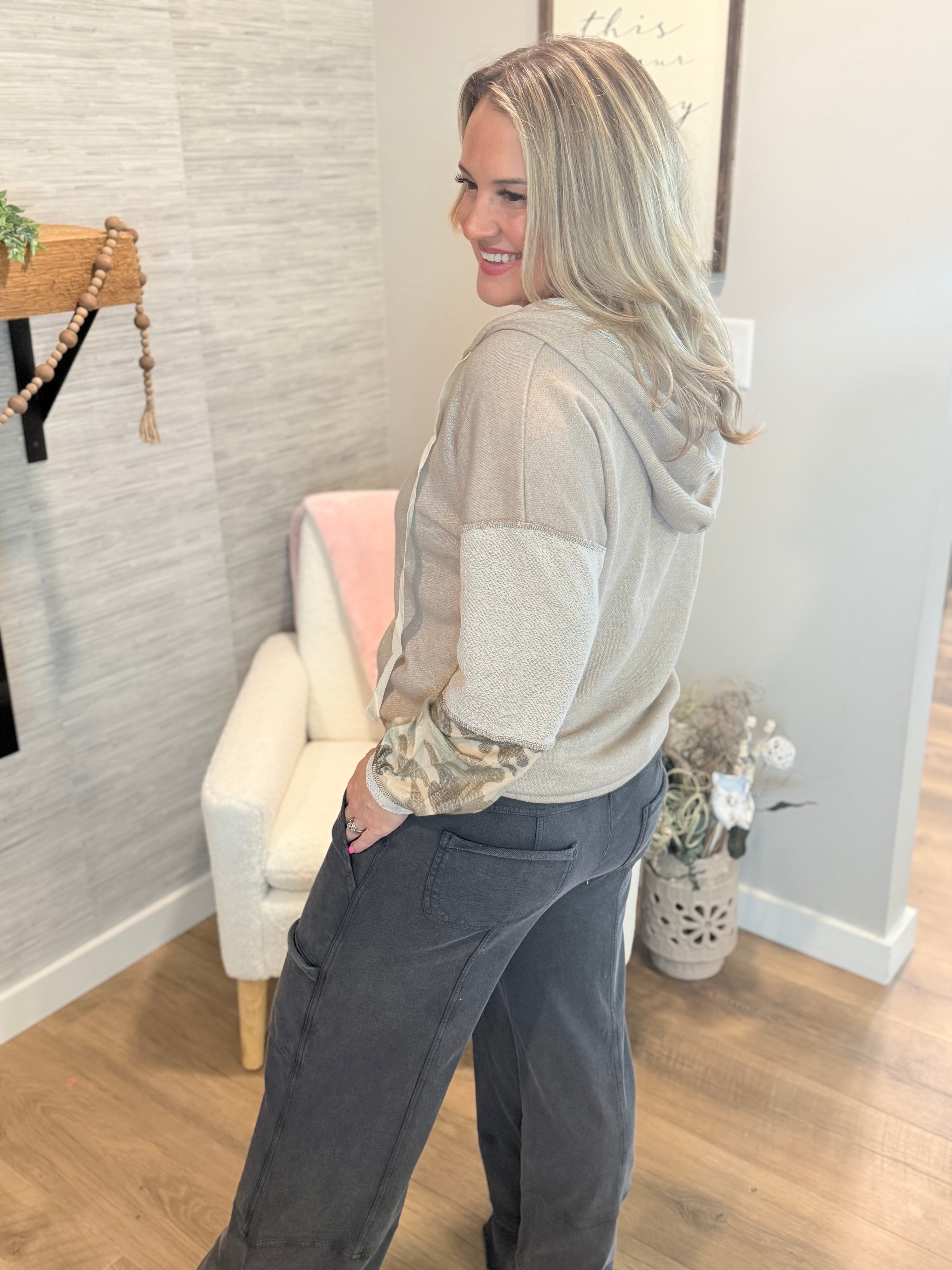 Relaxed Cargo Wide Leg Full Length - Black-240 Pants-easel-The Lovely Closet, Women's Fashion Boutique in Alexandria, KY