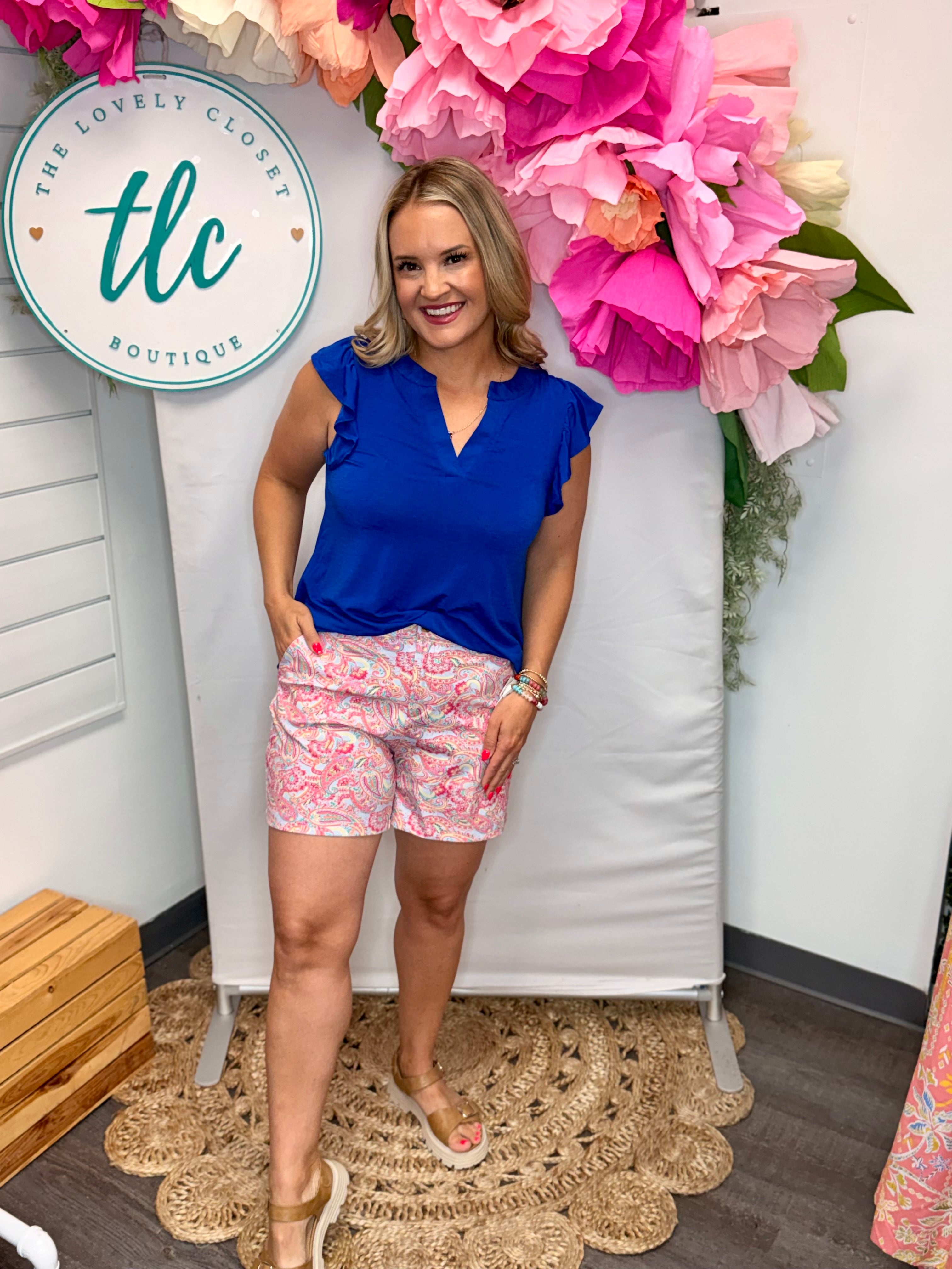 Donna Top - Royal Blue-100 Short Sleeve Tops-Dear Scarlett-The Lovely Closet, Women's Fashion Boutique in Alexandria, KY