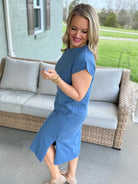 Go Anywhere Midi Dress - Dusty Blue-The Lovely Closet-The Lovely Closet, Women's Fashion Boutique in Alexandria, KY