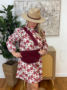 Westlyn Woven Bum Bag - Suede Burgundy-290 Bag/Handbags-Pretty Simple-The Lovely Closet, Women's Fashion Boutique in Alexandria, KY