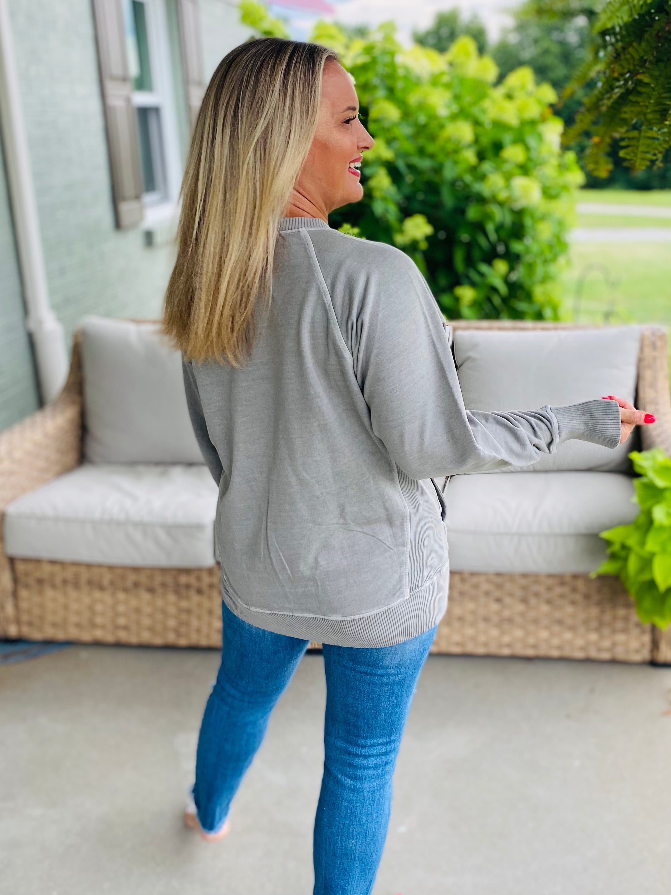 Keeping it Casual Pullover 2025 - Grey-150 Sweatshirts-zenana-The Lovely Closet, Women's Fashion Boutique in Alexandria, KY