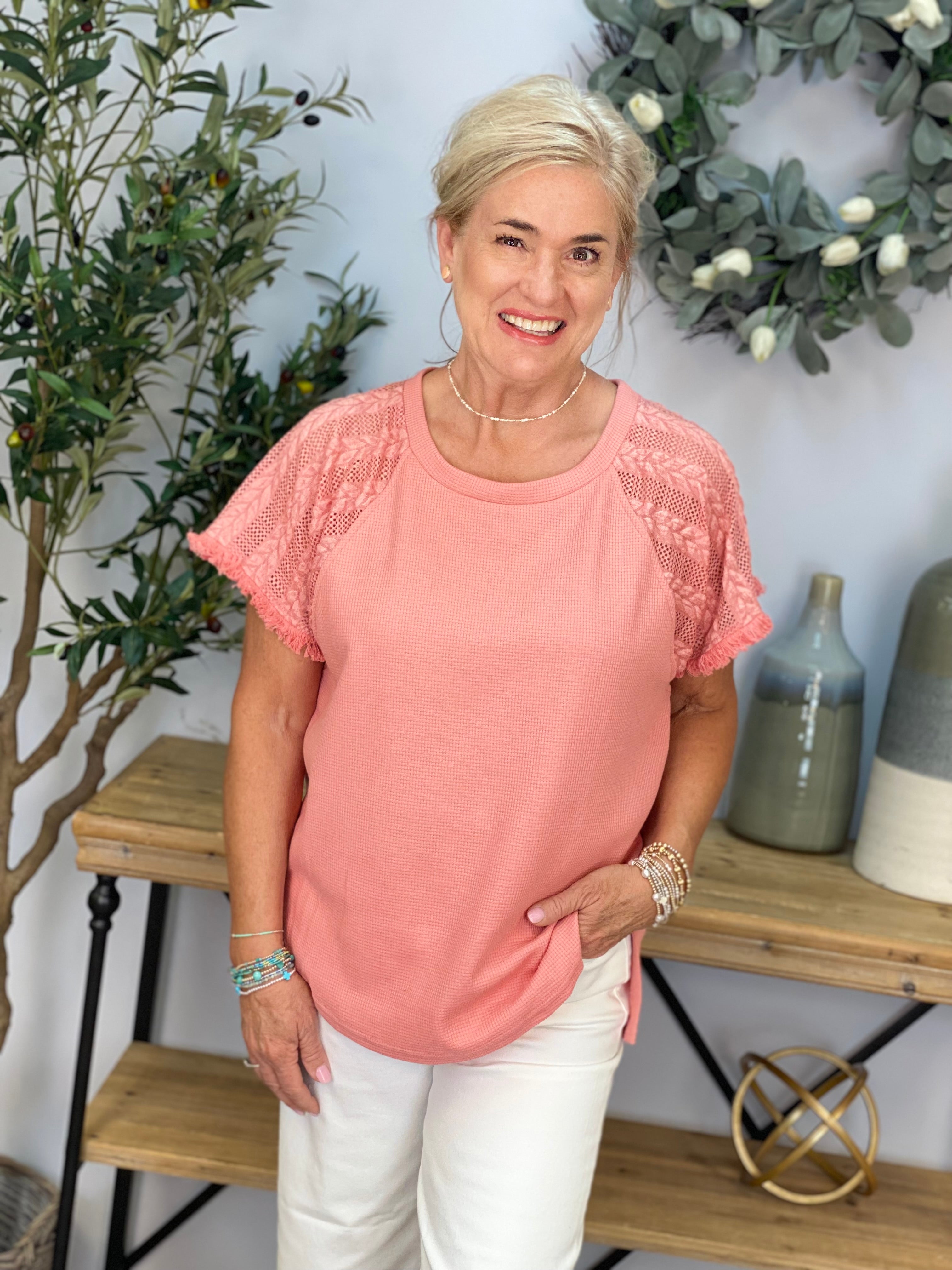 All in the Details Top - Coral-Tops-The Lovely Closet-The Lovely Closet, Women's Fashion Boutique in Alexandria, KY