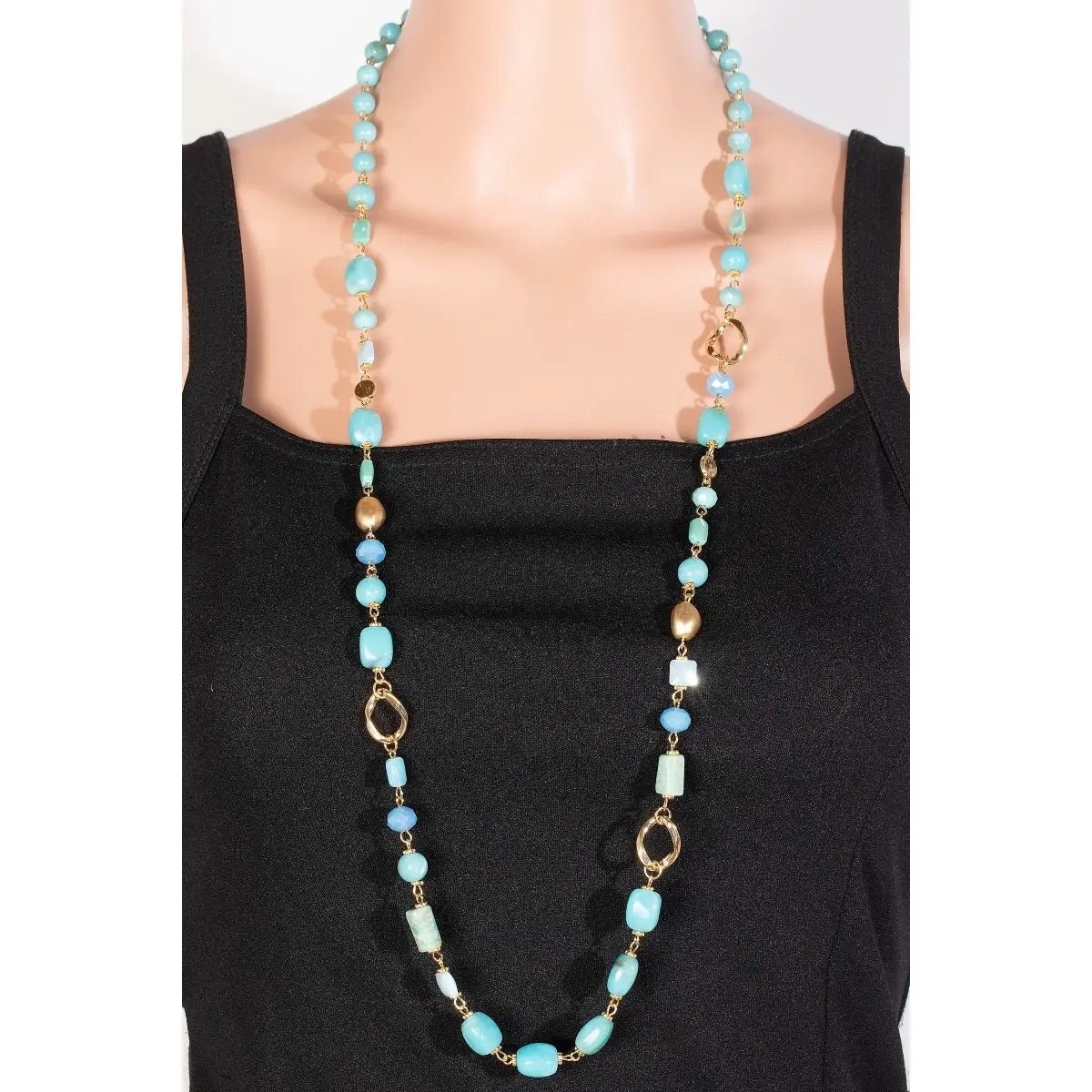 Long Beaded Turquoise Necklace-250 Jewelry-Fame-The Lovely Closet, Women's Fashion Boutique in Alexandria, KY