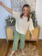 Let's Getaway Short Sleeve Sweater - Sand-100 Short Sleeve Tops-Blu Pepper-The Lovely Closet, Women's Fashion Boutique in Alexandria, KY