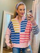 Cheerful Chill 1/4 Zip Sweater-140 Sweaters-easel-The Lovely Closet, Women's Fashion Boutique in Alexandria, KY