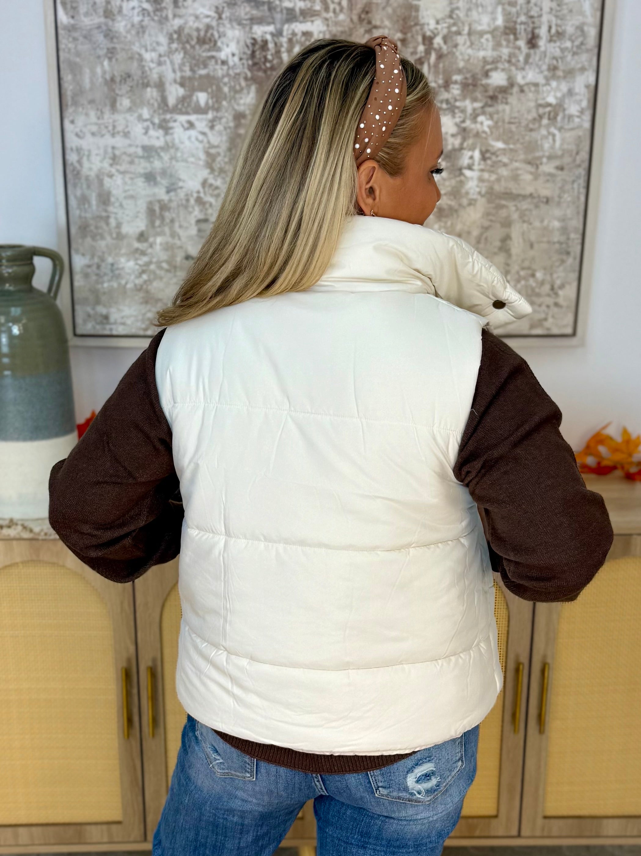 Weekend Puffer Vest - Cream-170 Jackets/Outerwear-zenana-The Lovely Closet, Women's Fashion Boutique in Alexandria, KY