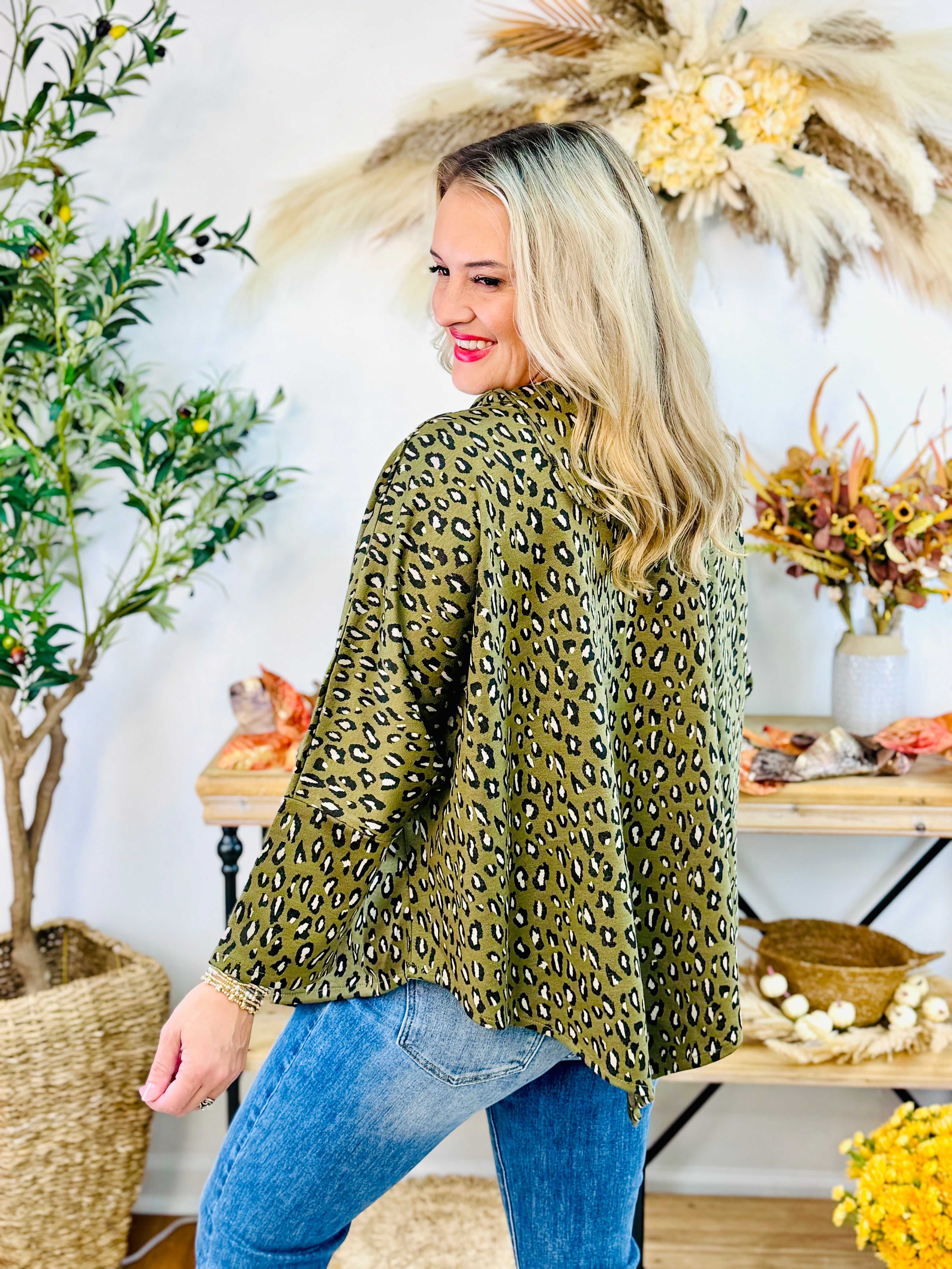 Olive Leopard Poncho-110 Long Sleeve Top-The Lovely Closet-The Lovely Closet, Women's Fashion Boutique in Alexandria, KY