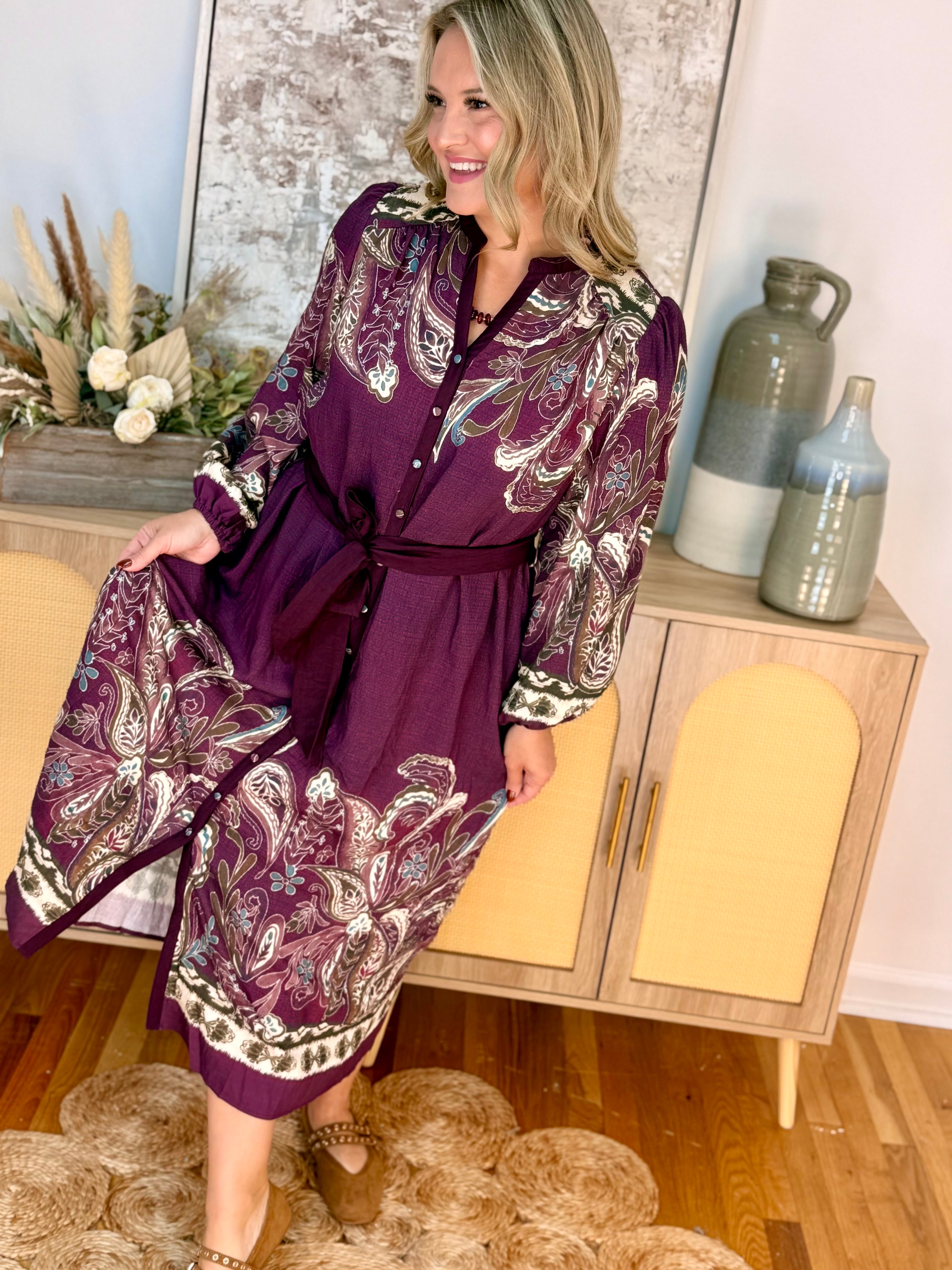Chateau Weekend Midi Dress-180 Dresses-Umgee-The Lovely Closet, Women's Fashion Boutique in Alexandria, KY
