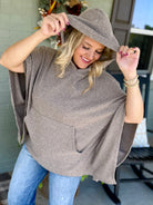 Ribbed Knit Poncho Top - Stone-170 Jackets/Outerwear-Dear Scarlett-The Lovely Closet, Women's Fashion Boutique in Alexandria, KY
