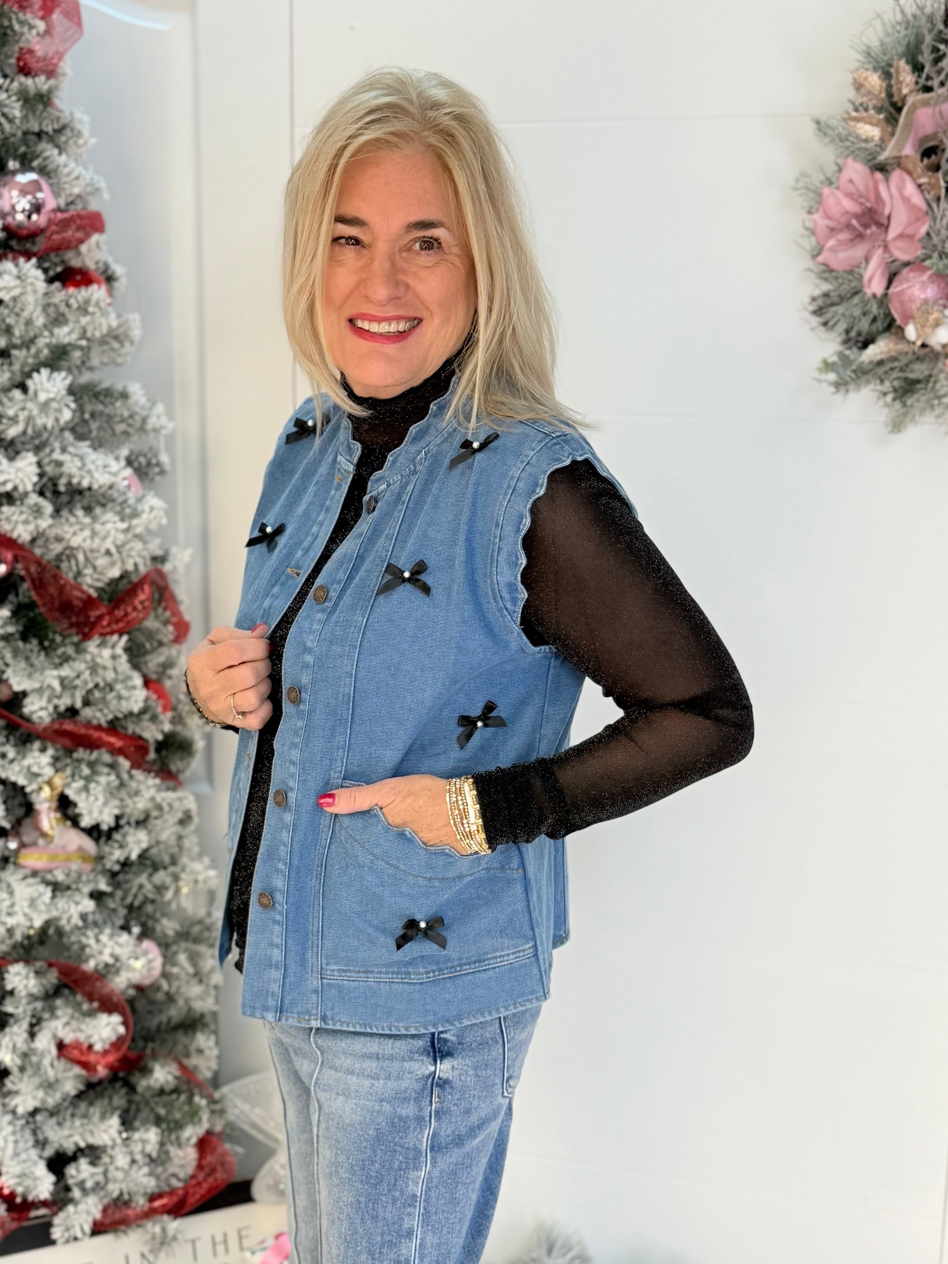 FINAL SALE - Jess Lea - Keigan Mesh Top - Black Glitter-110 Long Sleeve Top-Jess Lea-The Lovely Closet, Women's Fashion Boutique in Alexandria, KY