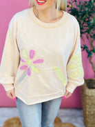 Fun Flower Pullover-110 Long Sleeve Top-easel-The Lovely Closet, Women's Fashion Boutique in Alexandria, KY