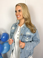 Keeping It Cool Risen Denim Jacket-The Lovely Closet-The Lovely Closet, Women's Fashion Boutique in Alexandria, KY