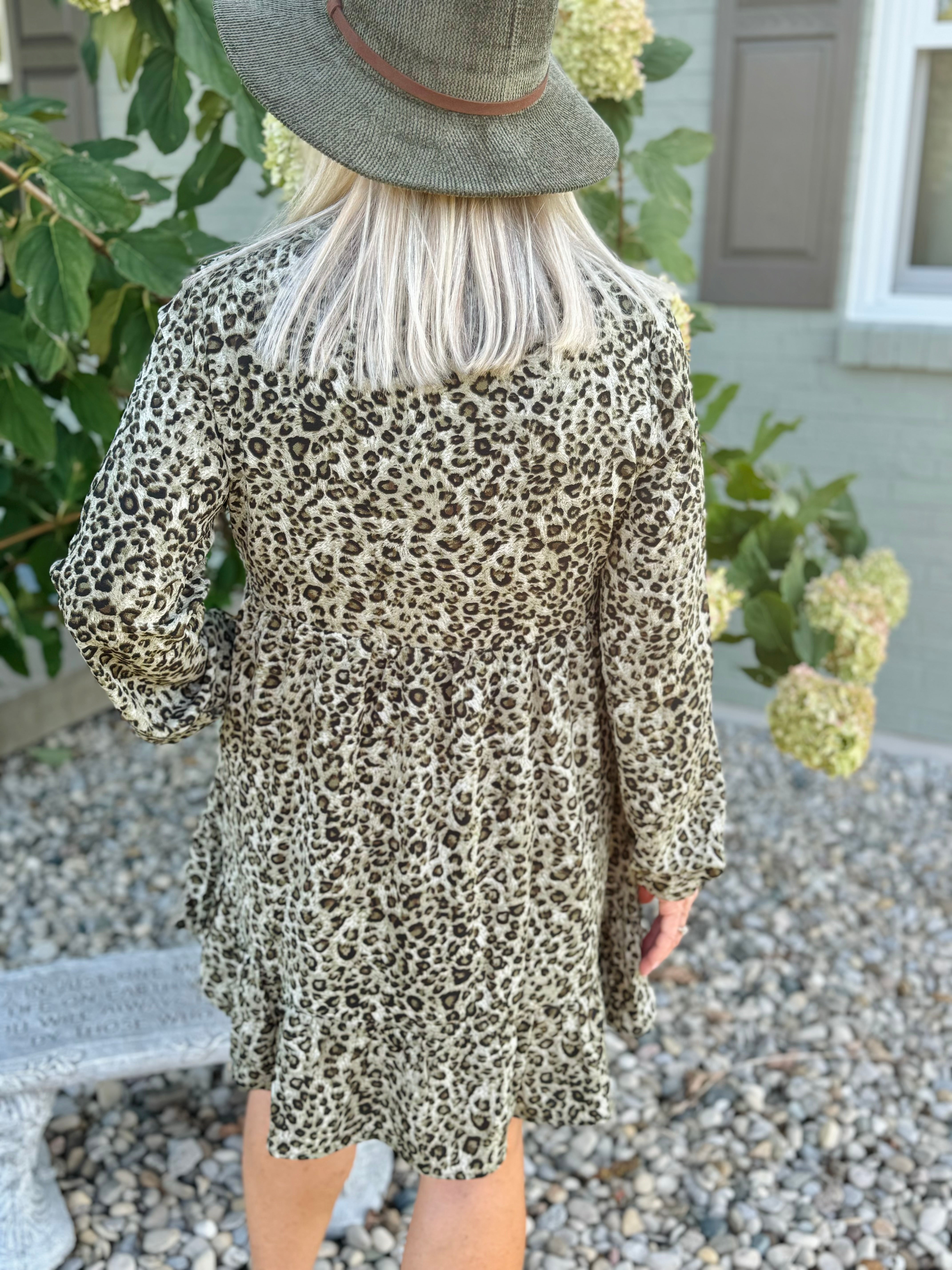 FINAL SALE Olive Leopard Dress-180 Dresses-The Lovely Closet-The Lovely Closet, Women's Fashion Boutique in Alexandria, KY