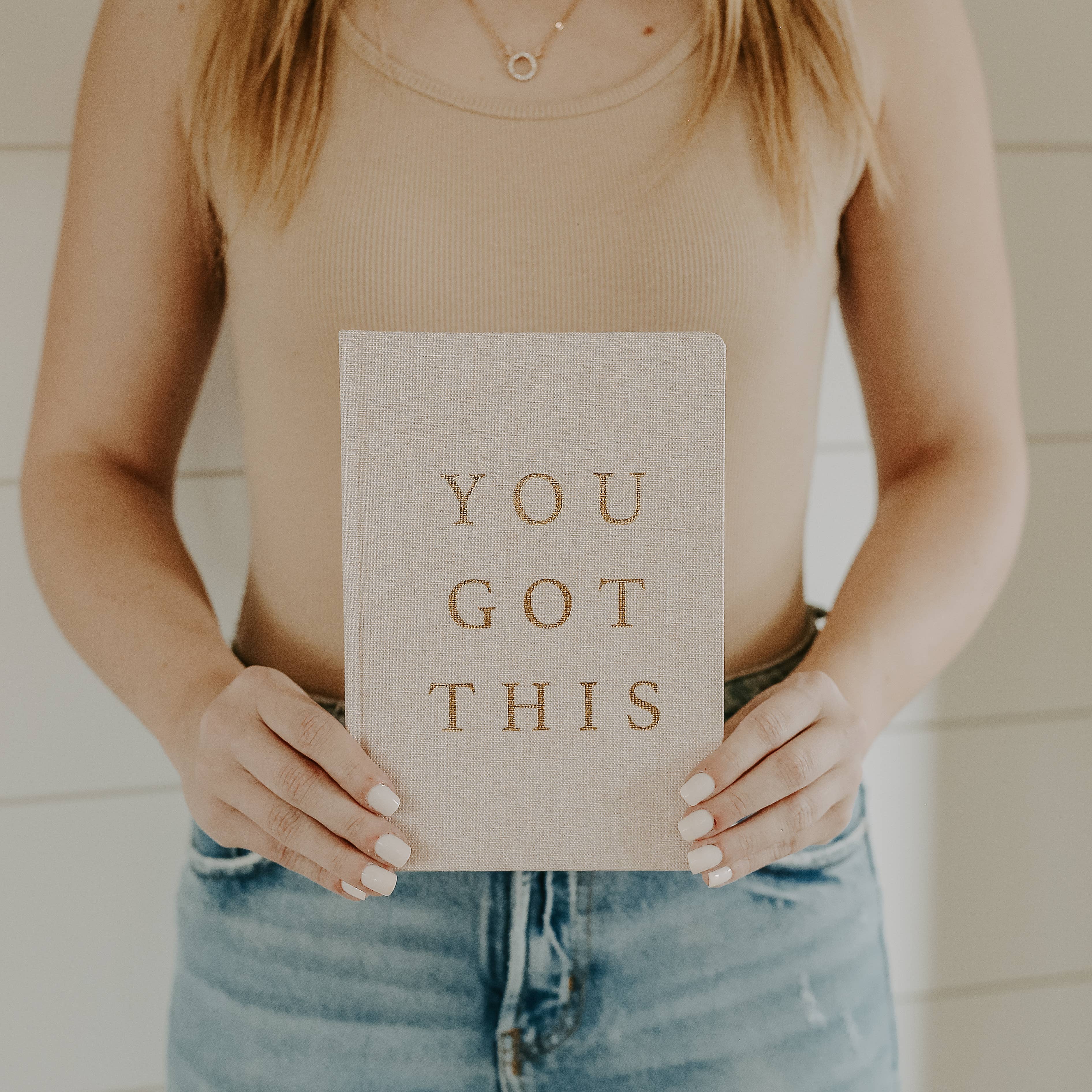 You Got This - Tan and Gold Foil Fabric Journal-310 Gift-Sweet Water Decor-The Lovely Closet, Women's Fashion Boutique in Alexandria, KY