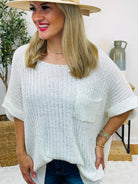 Surf & Sand Short Sleeve Sweater - Ivory-140 Sweaters-The Lovely Closet-The Lovely Closet, Women's Fashion Boutique in Alexandria, KY