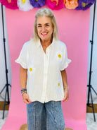 Floral Crochet Linen Blend Top-100 Short Sleeve Tops-Anniewear-The Lovely Closet, Women's Fashion Boutique in Alexandria, KY