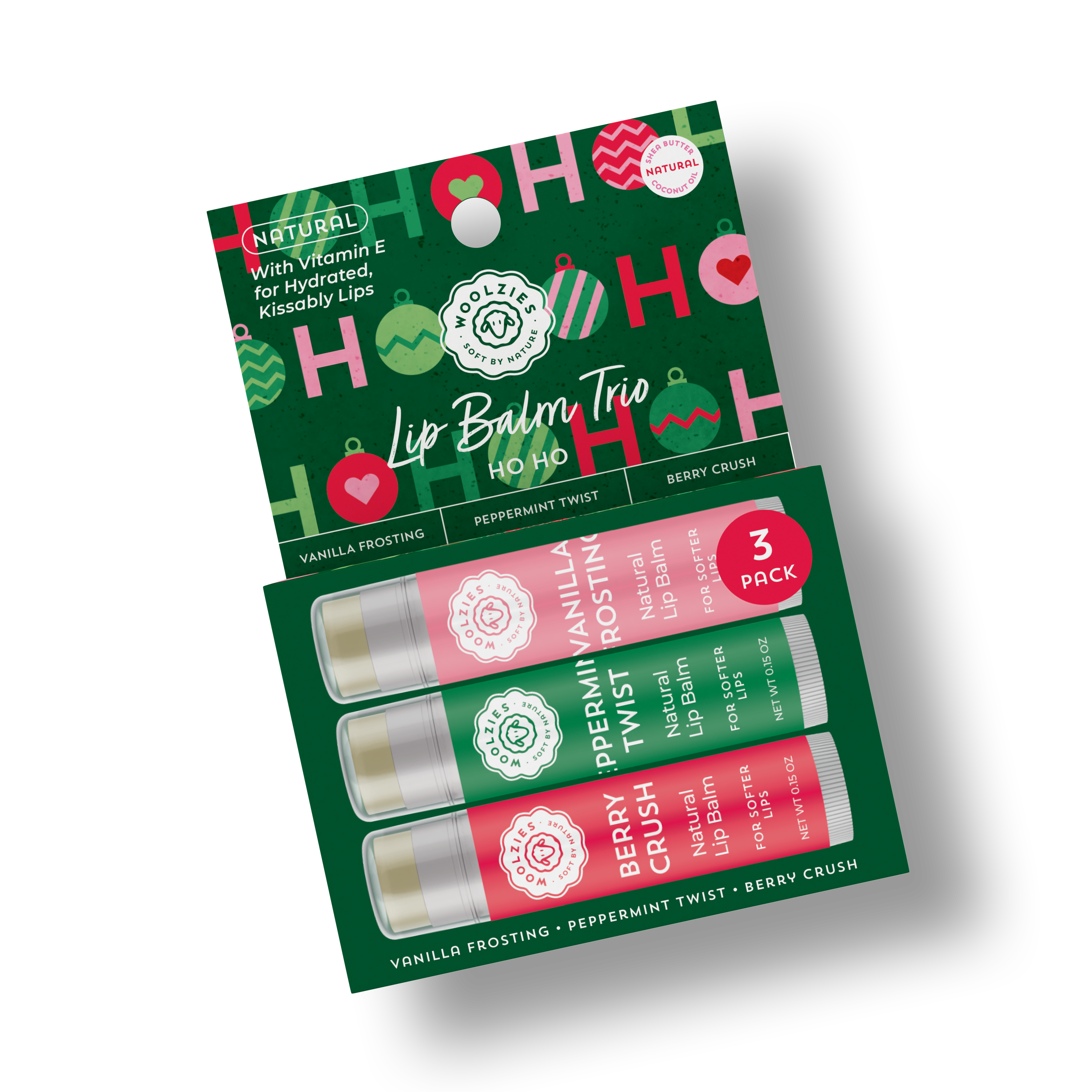 Natural Shea Butter Lip Balm Trio – HO HO Holiday-350 Holiday-Woolzies-The Lovely Closet, Women's Fashion Boutique in Alexandria, KY