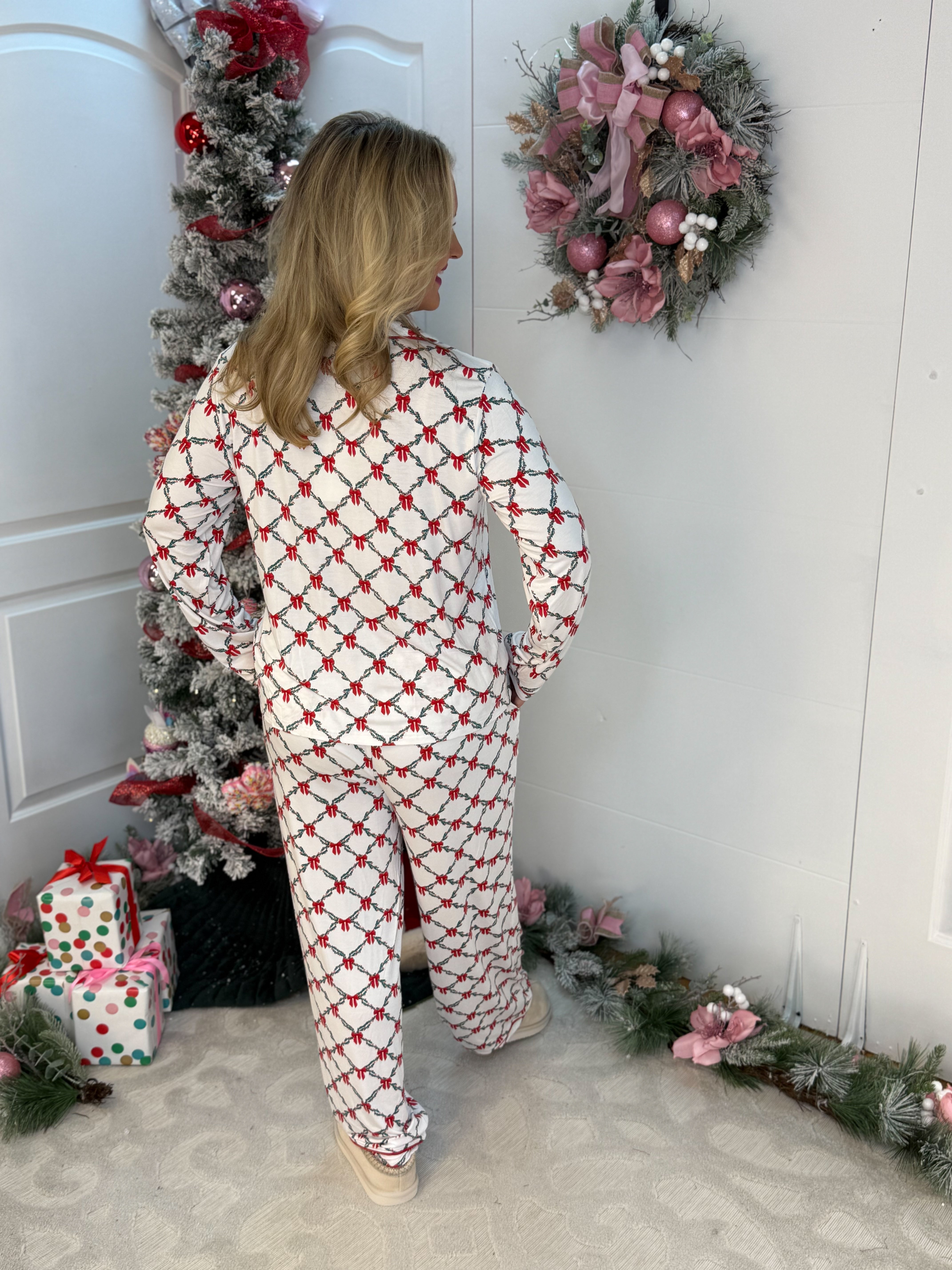 FINAL SALE Mary Square Lattice Garland Charlotte Pant Set-350 Holiday-Mary Square-The Lovely Closet, Women's Fashion Boutique in Alexandria, KY