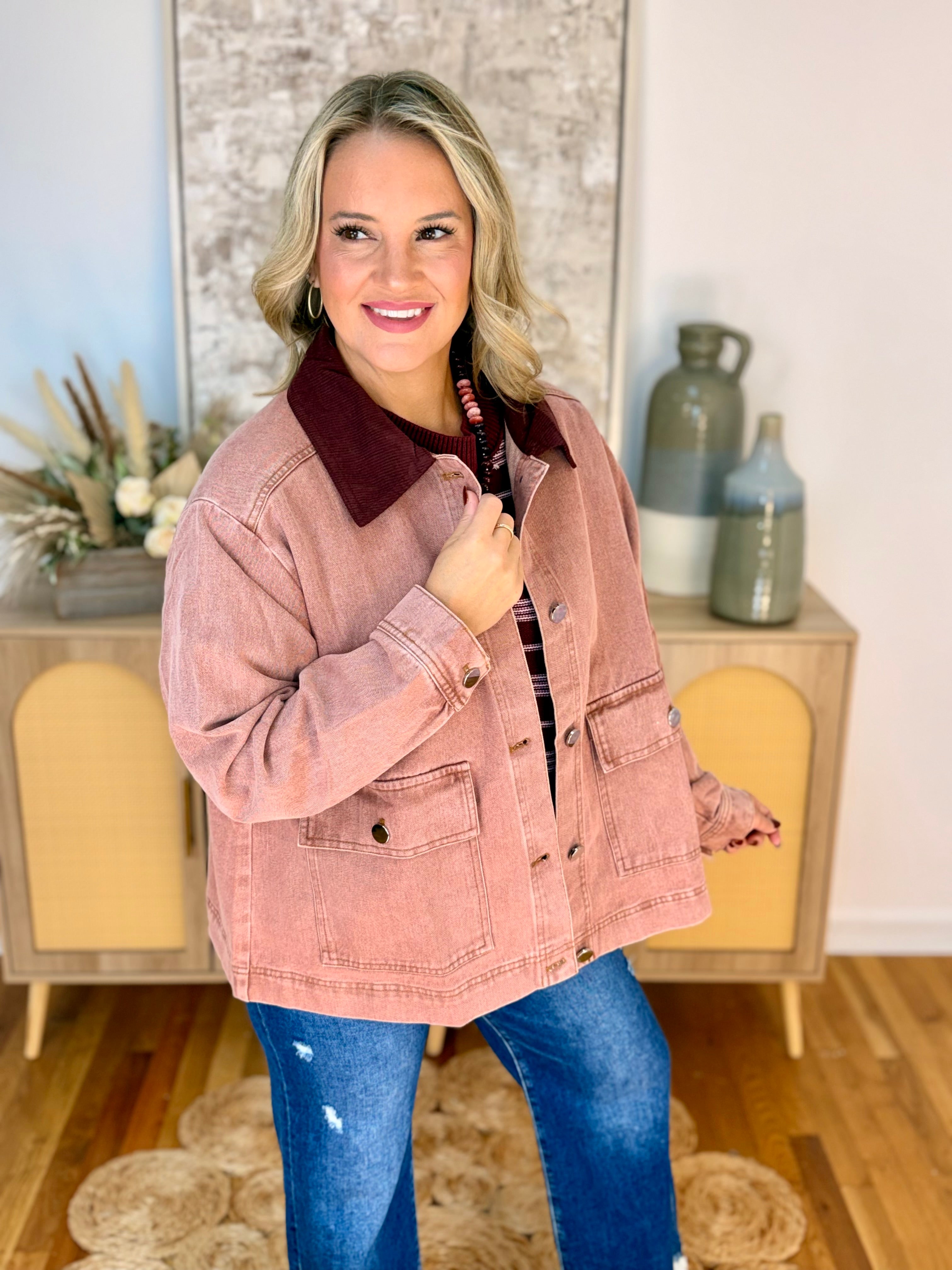 Rosewood Utility Jacket-170 Jackets/Outerwear-She + Sky-The Lovely Closet, Women's Fashion Boutique in Alexandria, KY