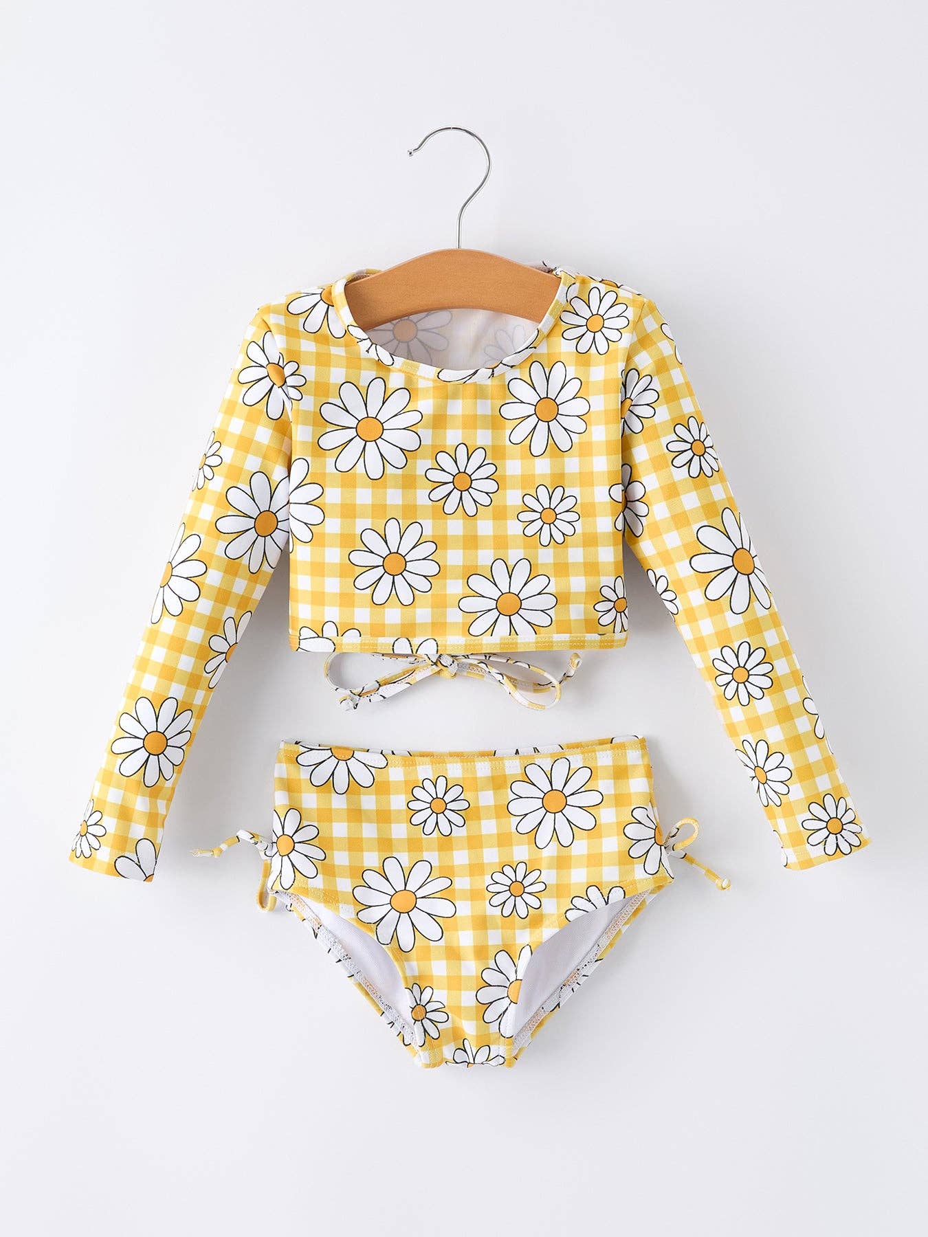 Summer Daisy Plaid Girls Two Piece Swim Set-360 Carolines Closet-Rylee Faith Designs-The Lovely Closet, Women's Fashion Boutique in Alexandria, KY