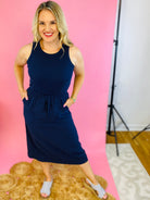 Spring Break Escape Midi Dress - Navy-180 Dresses-Be Cool-The Lovely Closet, Women's Fashion Boutique in Alexandria, KY