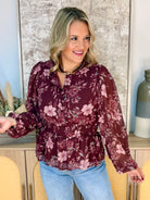 Cabernet Crush Blouse-110 Long Sleeve Top-She + Sky-The Lovely Closet, Women's Fashion Boutique in Alexandria, KY