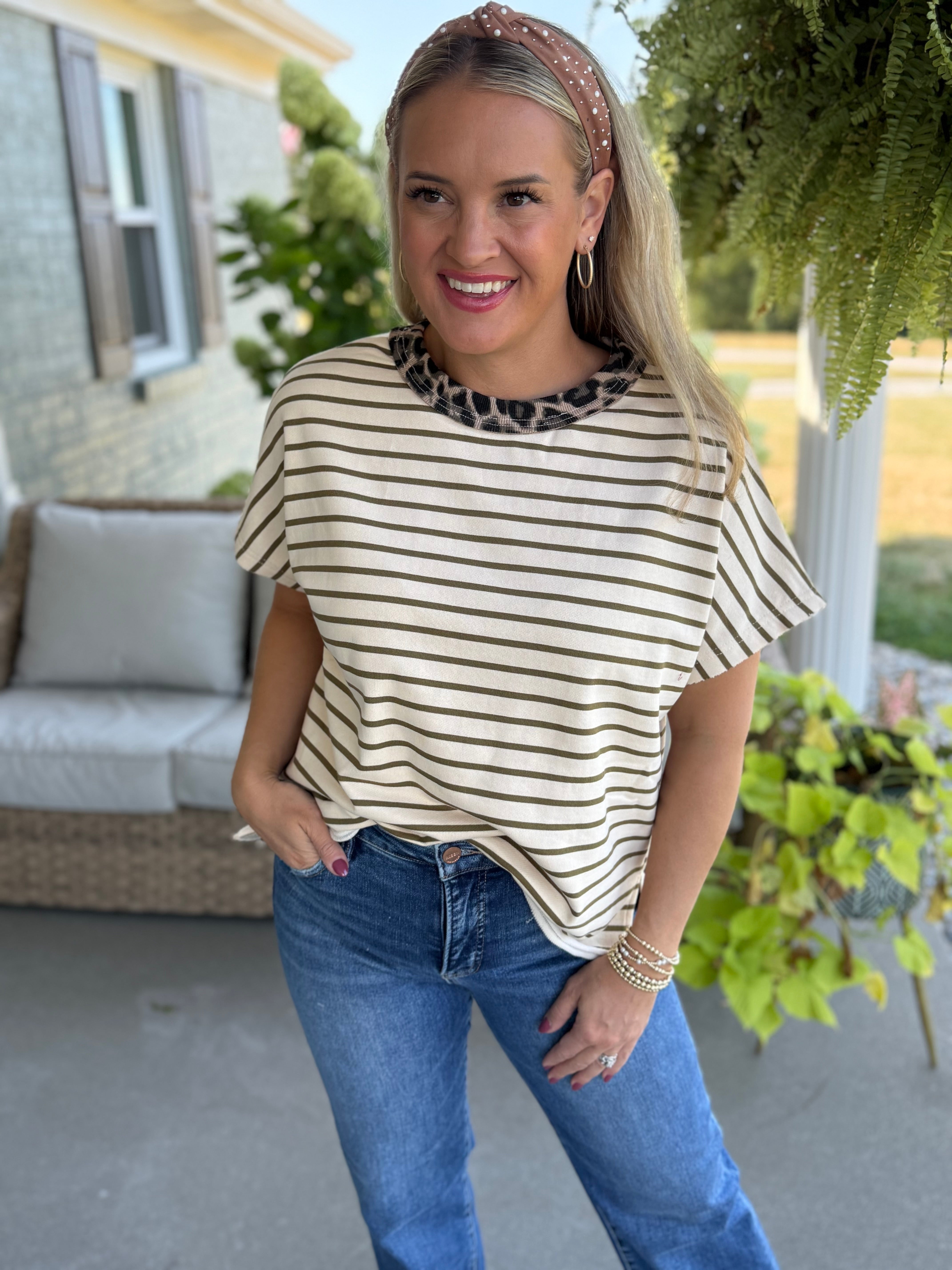 Falling for Leopard Elevated Short Sleeve Top-100 Short Sleeve Tops-Anniewear-The Lovely Closet, Women's Fashion Boutique in Alexandria, KY