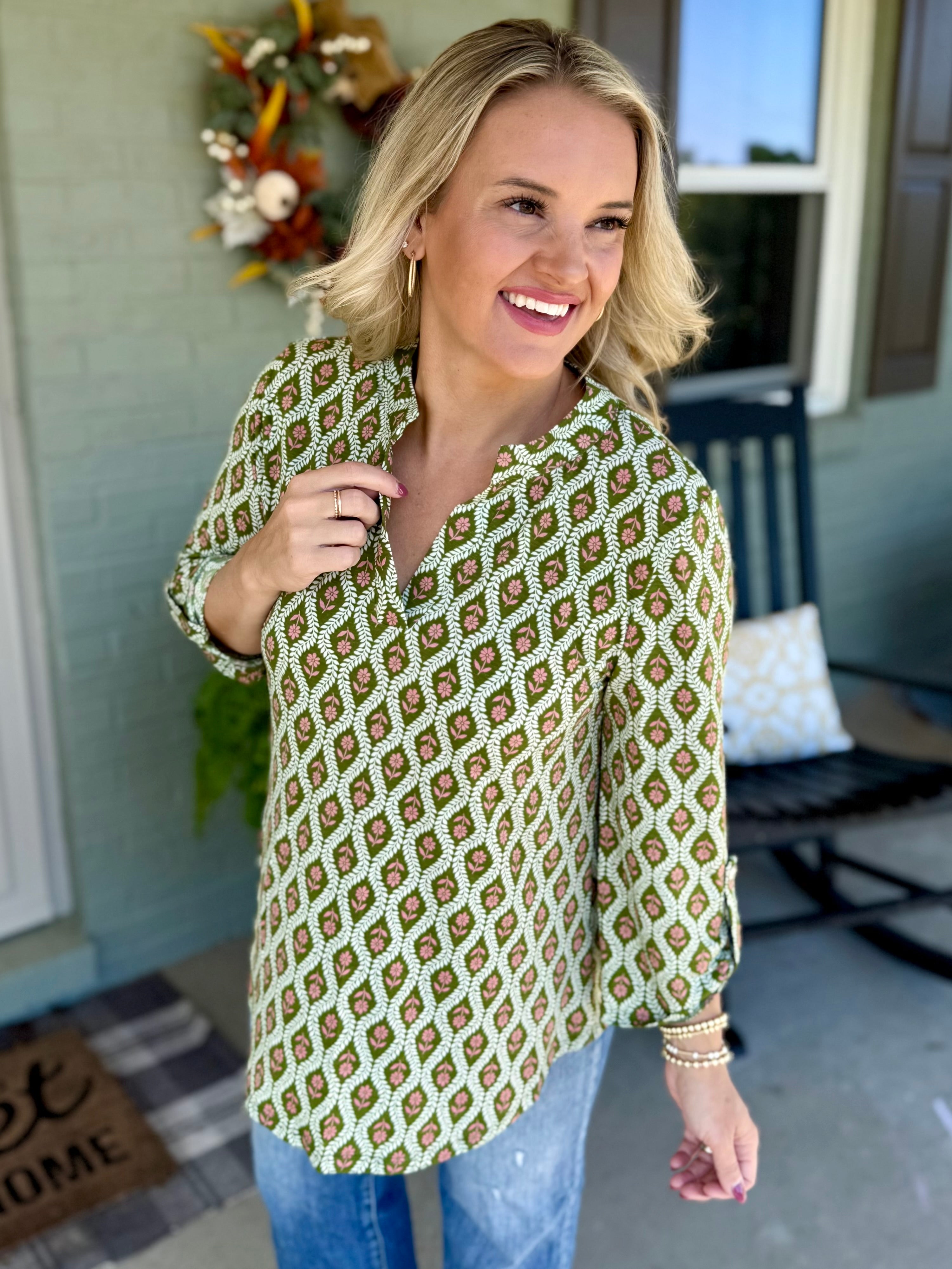 Lizzy - Fall Floral Print Top-110 Long Sleeve Top-Dear Scarlett-The Lovely Closet, Women's Fashion Boutique in Alexandria, KY