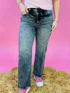 RISEN - High Rise Straight Jeans Acid Black Wash-210 Jeans-Risen-The Lovely Closet, Women's Fashion Boutique in Alexandria, KY