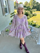 FINAL SALE Lavender Print Dress-180 Dresses-The Lovely Closet-The Lovely Closet, Women's Fashion Boutique in Alexandria, KY