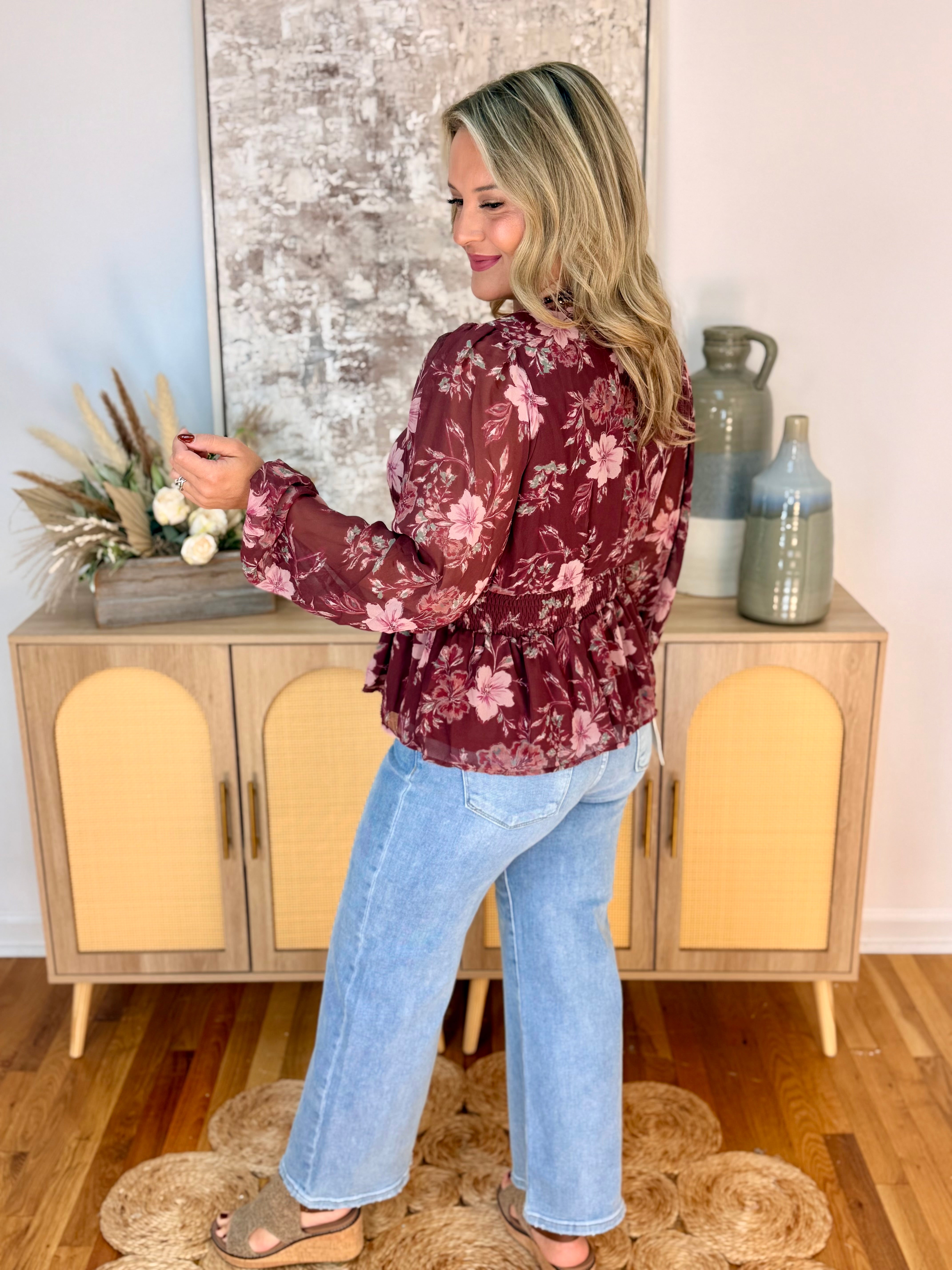 Cabernet Crush Blouse-110 Long Sleeve Top-She + Sky-The Lovely Closet, Women's Fashion Boutique in Alexandria, KY