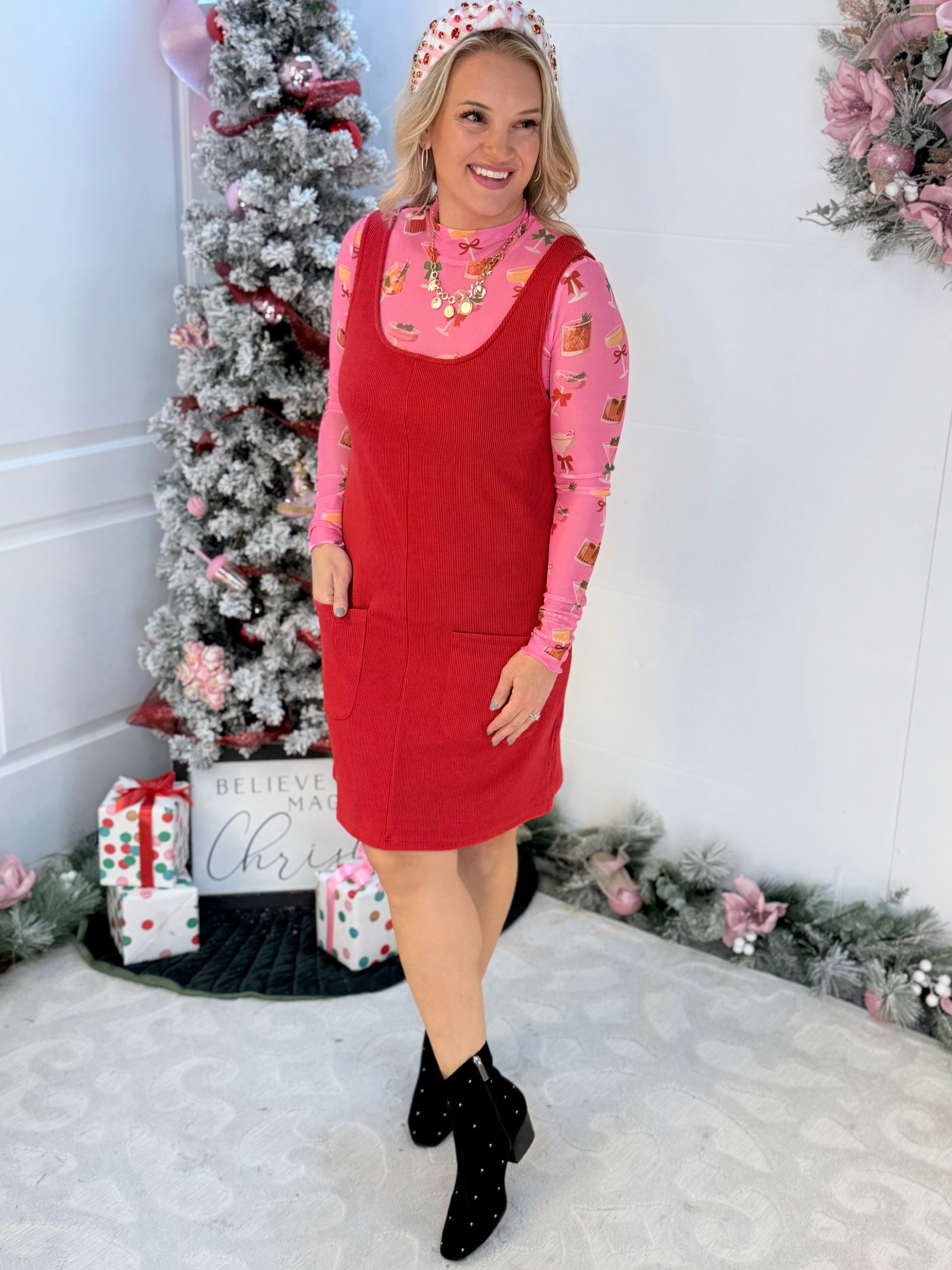 Jess Lea - Keigan Mesh Top - Holiday Drinks-110 Long Sleeve Top-Jess Lea-The Lovely Closet, Women's Fashion Boutique in Alexandria, KY