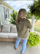 WAFFLE KNIT PLAID DETAIL HOODED PULLOVER-110 Long Sleeve Top-Doe and Rae-The Lovely Closet, Women's Fashion Boutique in Alexandria, KY
