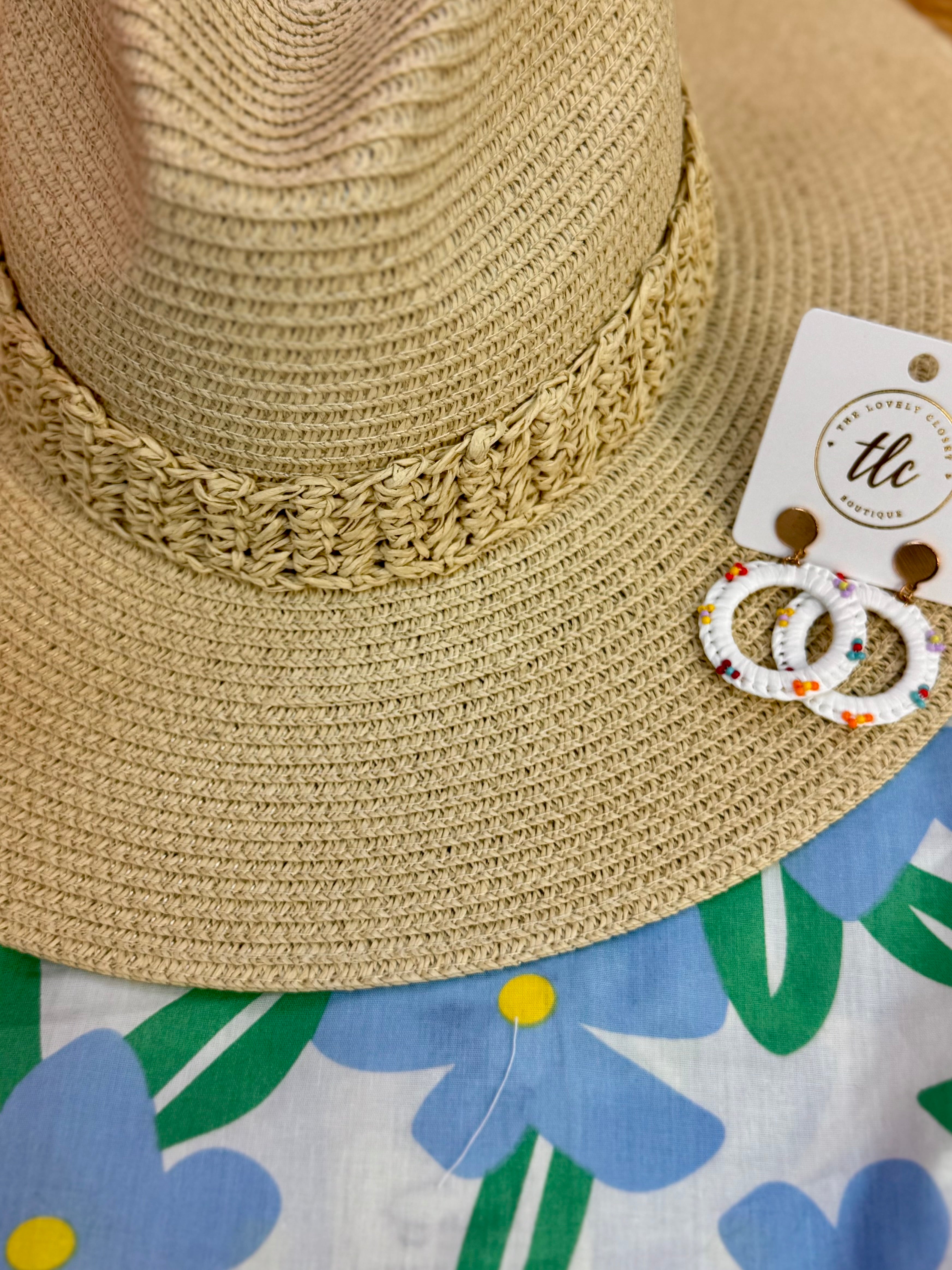 Sun Hat w/ Braided Band - Natural-300 Headwear-judson-The Lovely Closet, Women's Fashion Boutique in Alexandria, KY