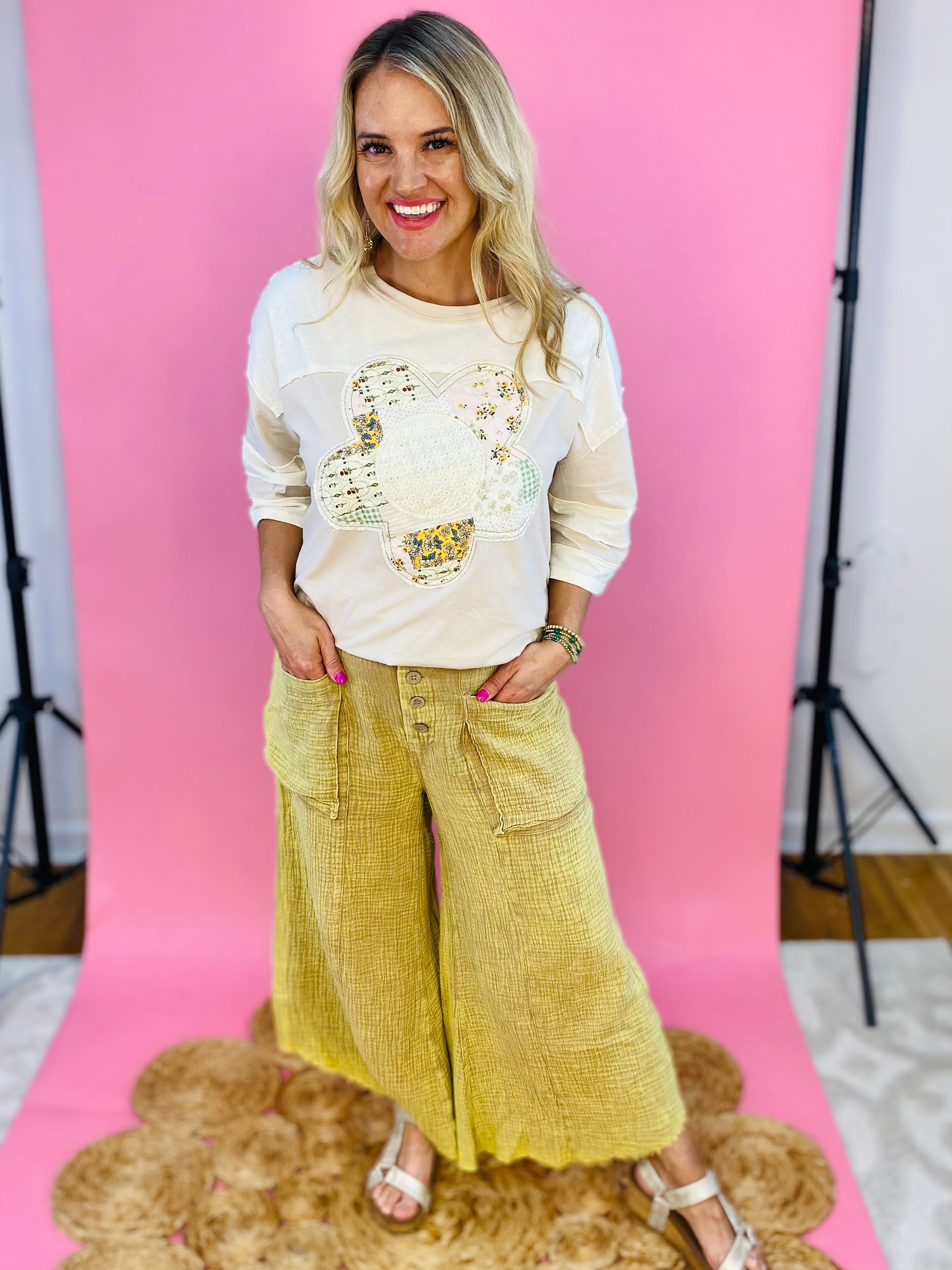 Easy Going Appliqué Top-100 Short Sleeve Tops-Sage + Fig-The Lovely Closet, Women's Fashion Boutique in Alexandria, KY