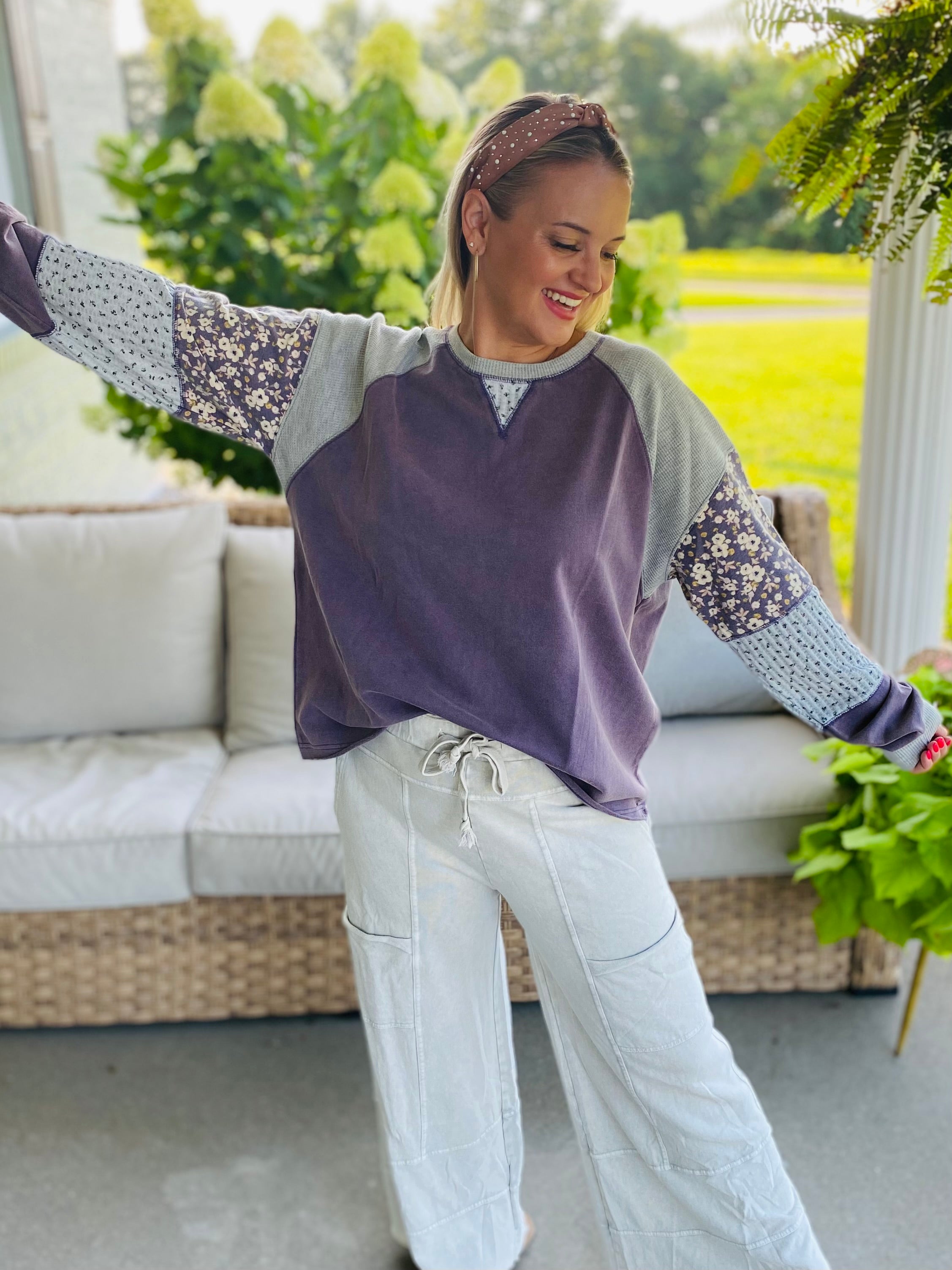 Harvest Wishes Pullover - Violet-110 Long Sleeve Top-easel-The Lovely Closet, Women's Fashion Boutique in Alexandria, KY