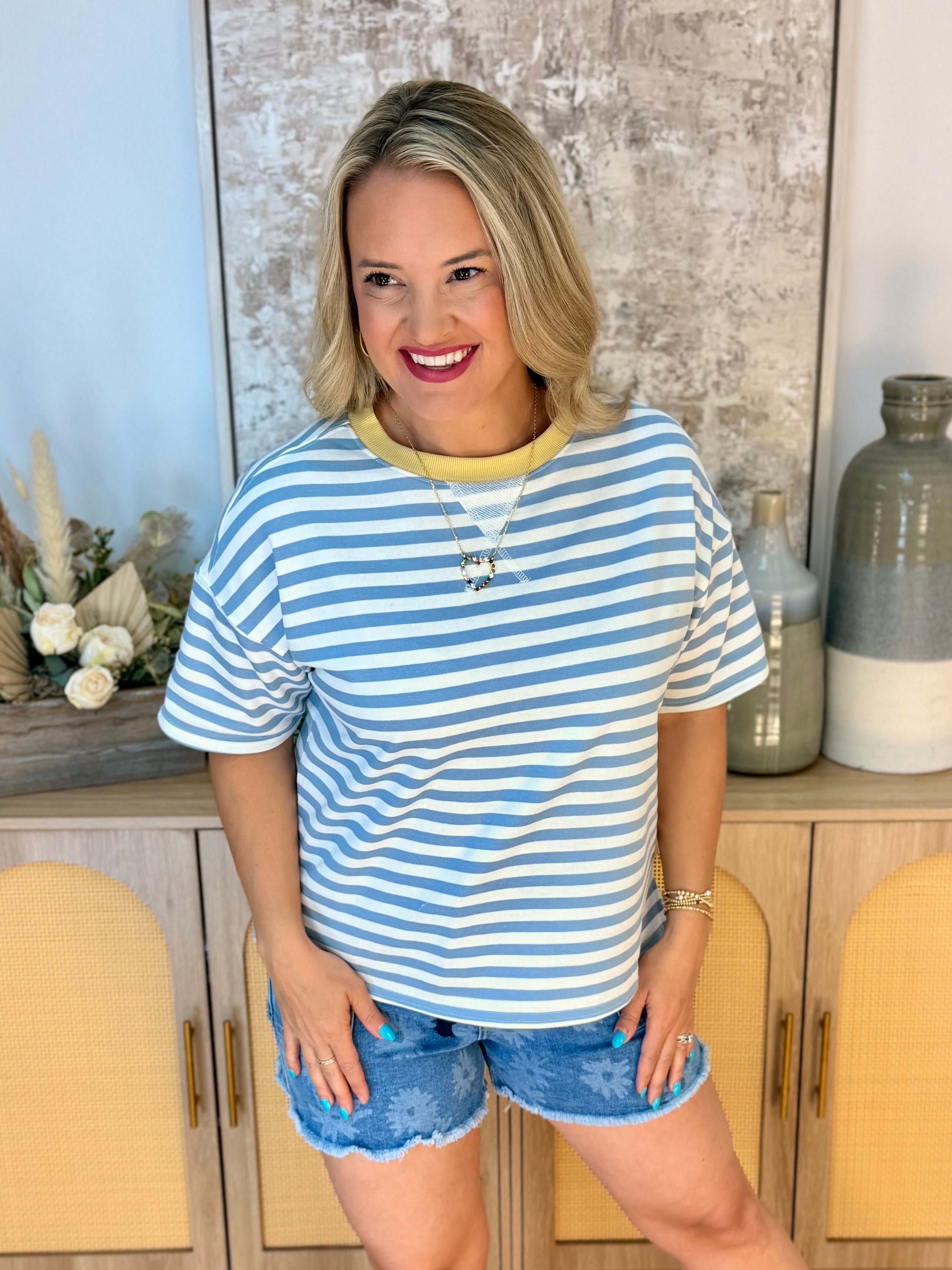 Sunshine Stripes Short Sleeve Top-The Lovely Closet-The Lovely Closet, Women's Fashion Boutique in Alexandria, KY