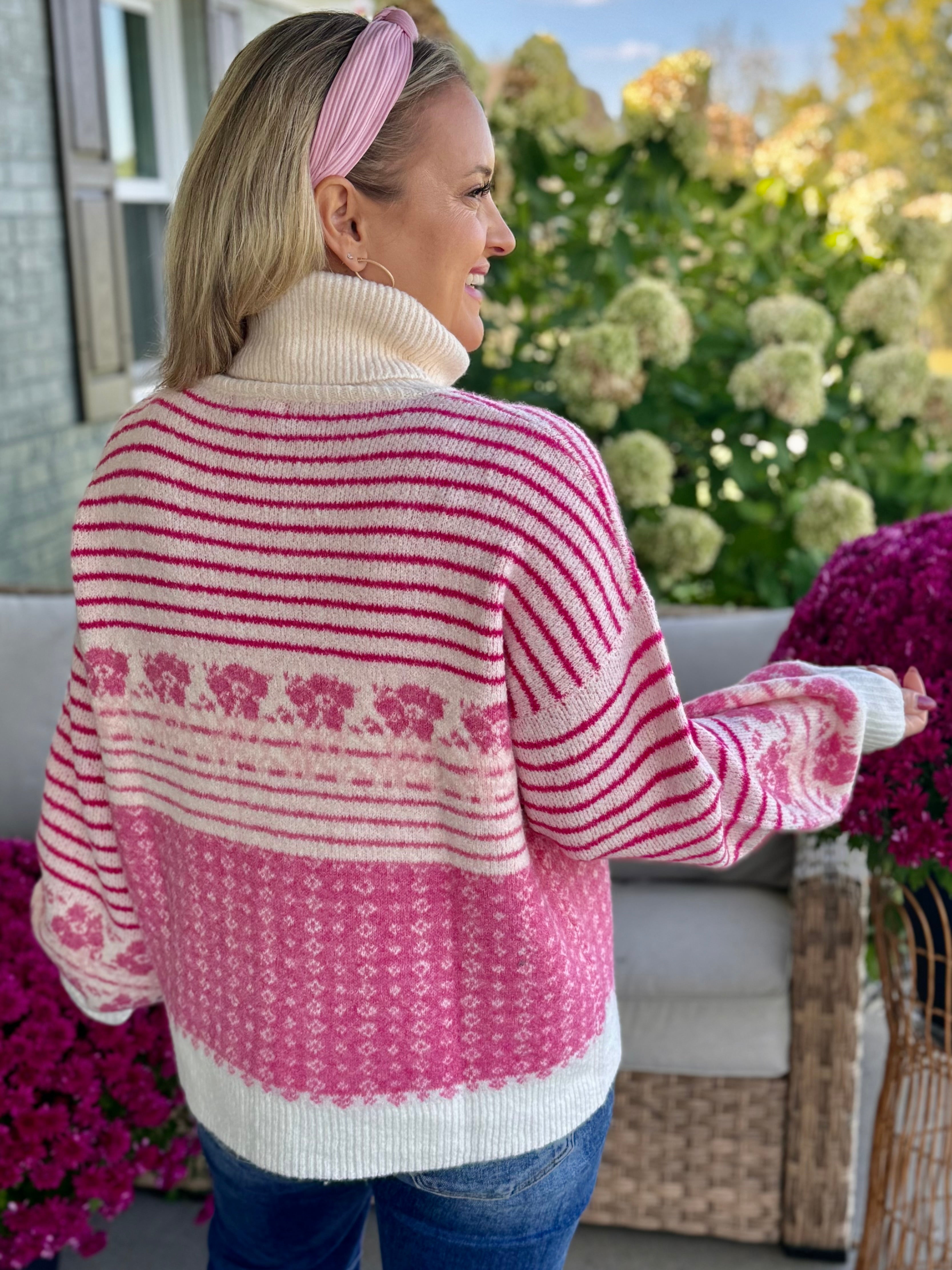 Pretty in Pink Cowl Neck Sweater-140 Sweaters-Donation Pink-The Lovely Closet, Women's Fashion Boutique in Alexandria, KY