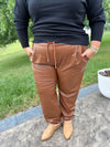 Chestnut Brown Faux Leather Jogger