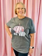 Polka Dot Pumpkins & Ghosts Graphic T-Shirt-130 Graphics-The Lovely Closet-The Lovely Closet, Women's Fashion Boutique in Alexandria, KY