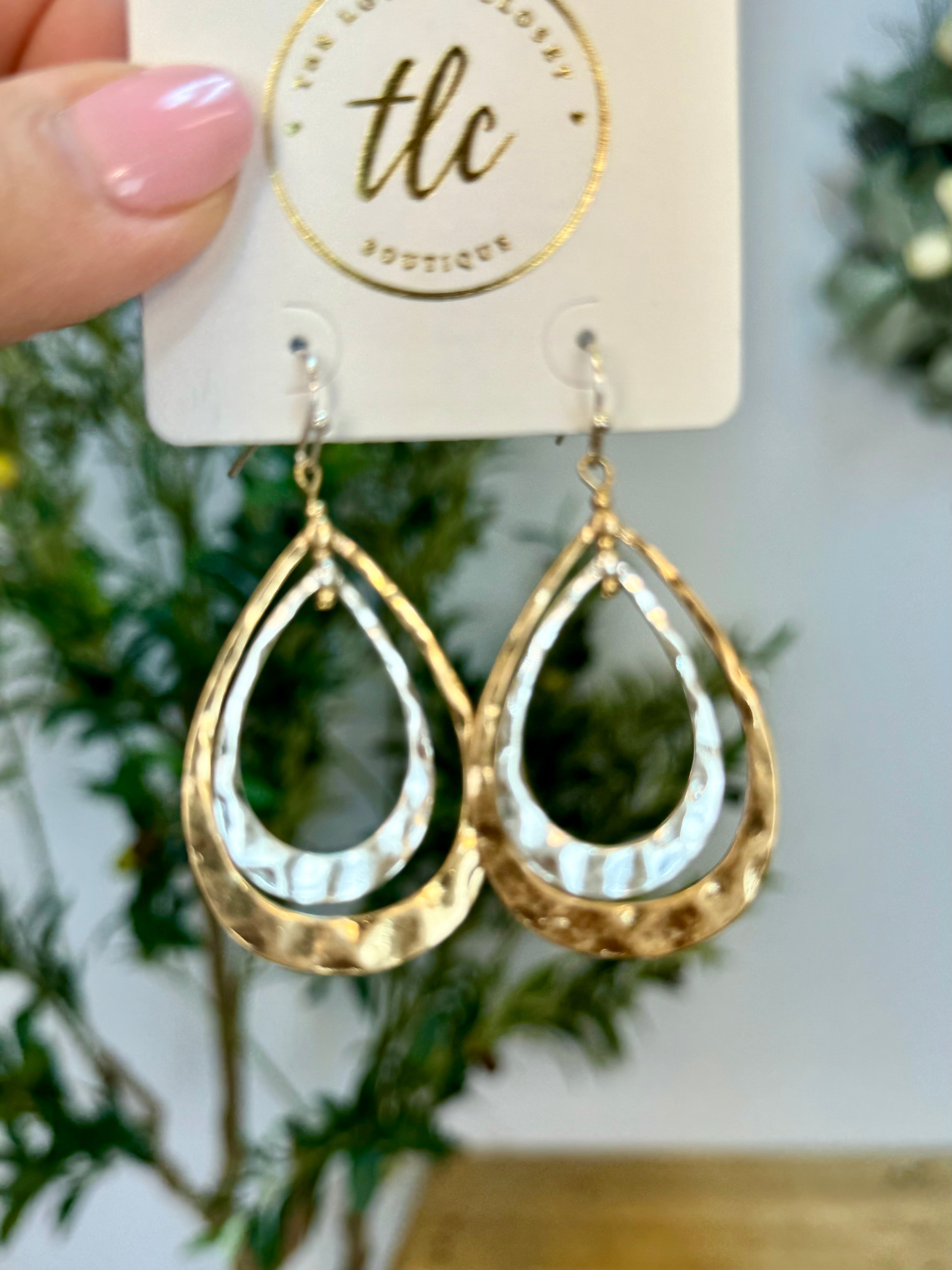 Hammered Metal Teardrop Earrings - Gold-Earrings-The Lovely Closet-The Lovely Closet, Women's Fashion Boutique in Alexandria, KY